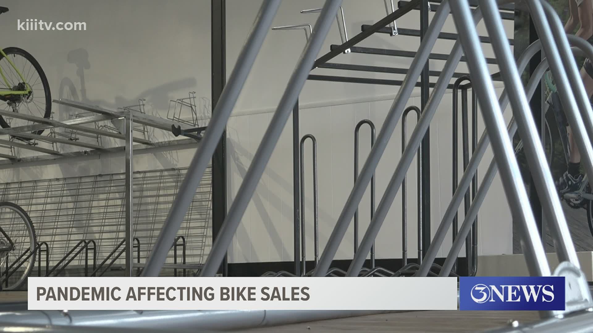 Employees at a local bicycle shop said bikes remain in high demand during the COVID-19 pandemic but parts from suppliers overseas are running low.