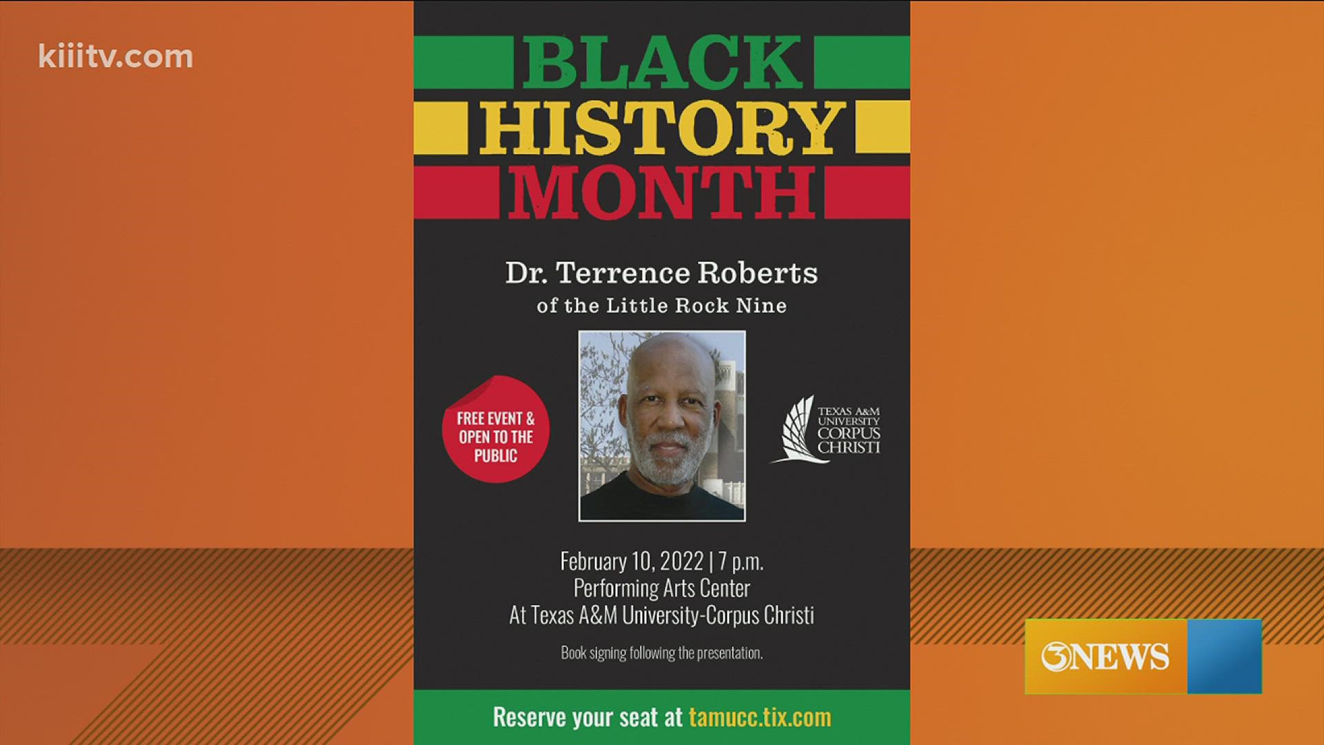 Dr. Terrence Roberts will be giving a presentation as part of TAMUCC's Distinguished Speaker Series.