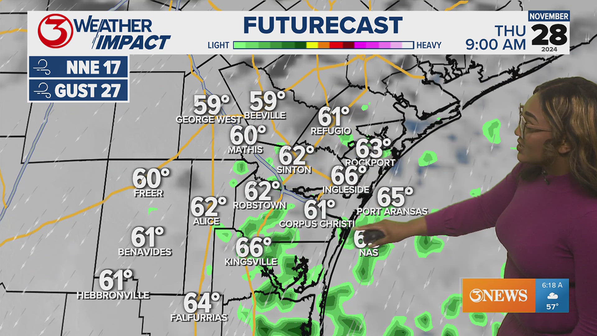 The last push of humidity will keep conditions warm on Wednesday but Thursday's cold front will bring cooler temps, low rain chances and mostly cloudy skies.