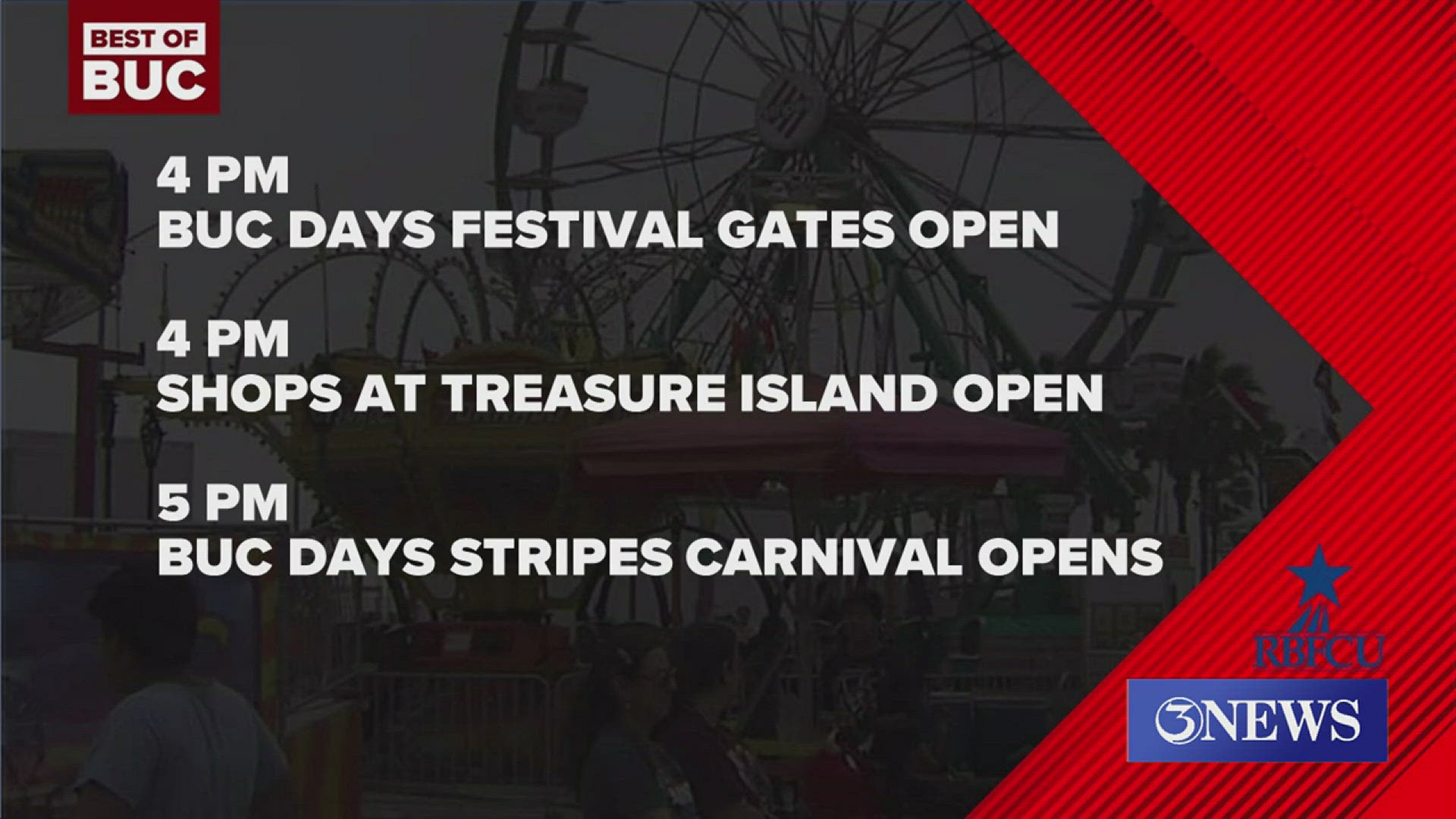 Treasure Island opens to shoppers at 4 p.m., and the carnival opens at 5.