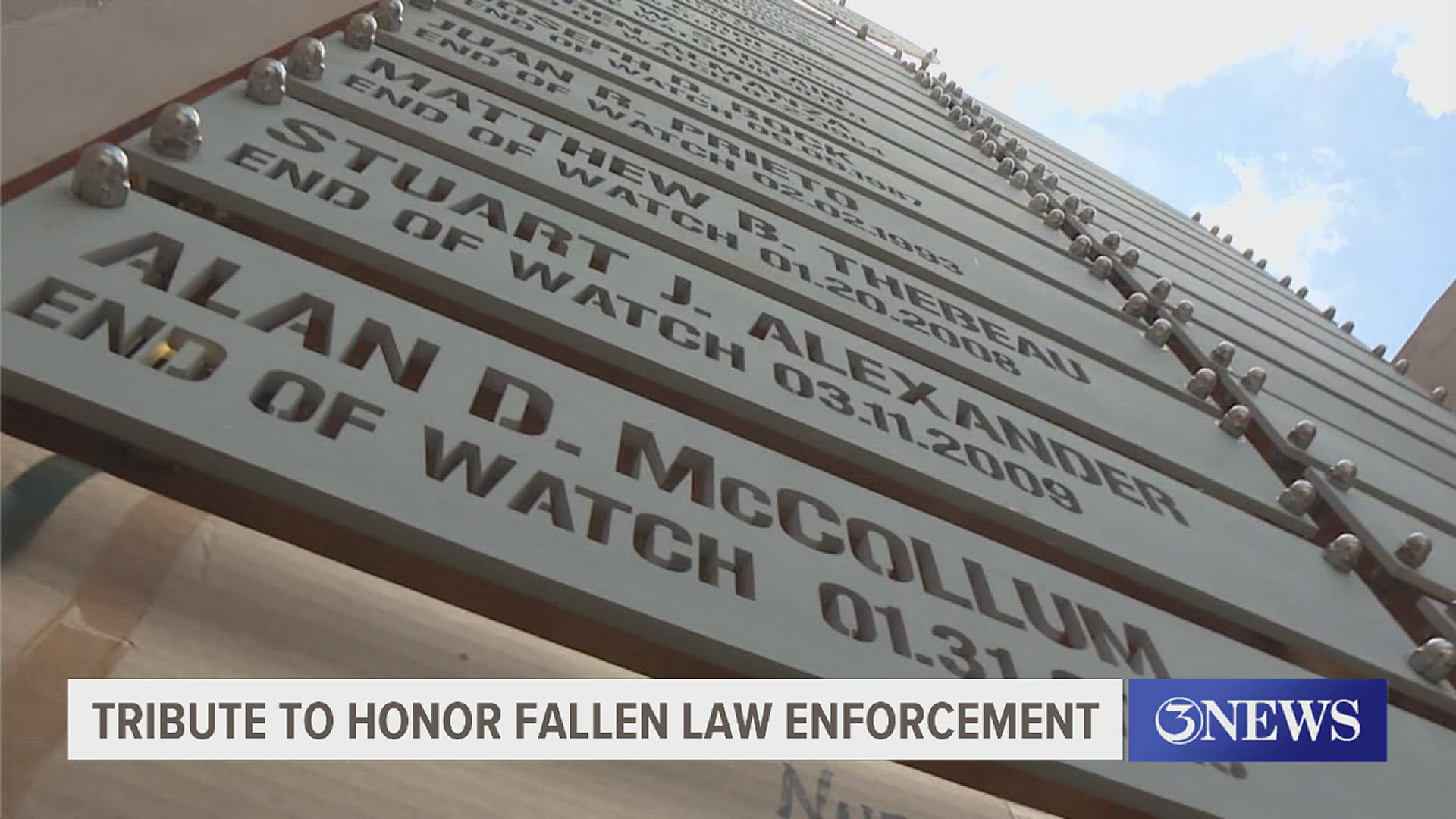 The Fallen Heroes Memorial will be outside of the Nueces County Courthouse Wednesday beginning at 9 a.m.