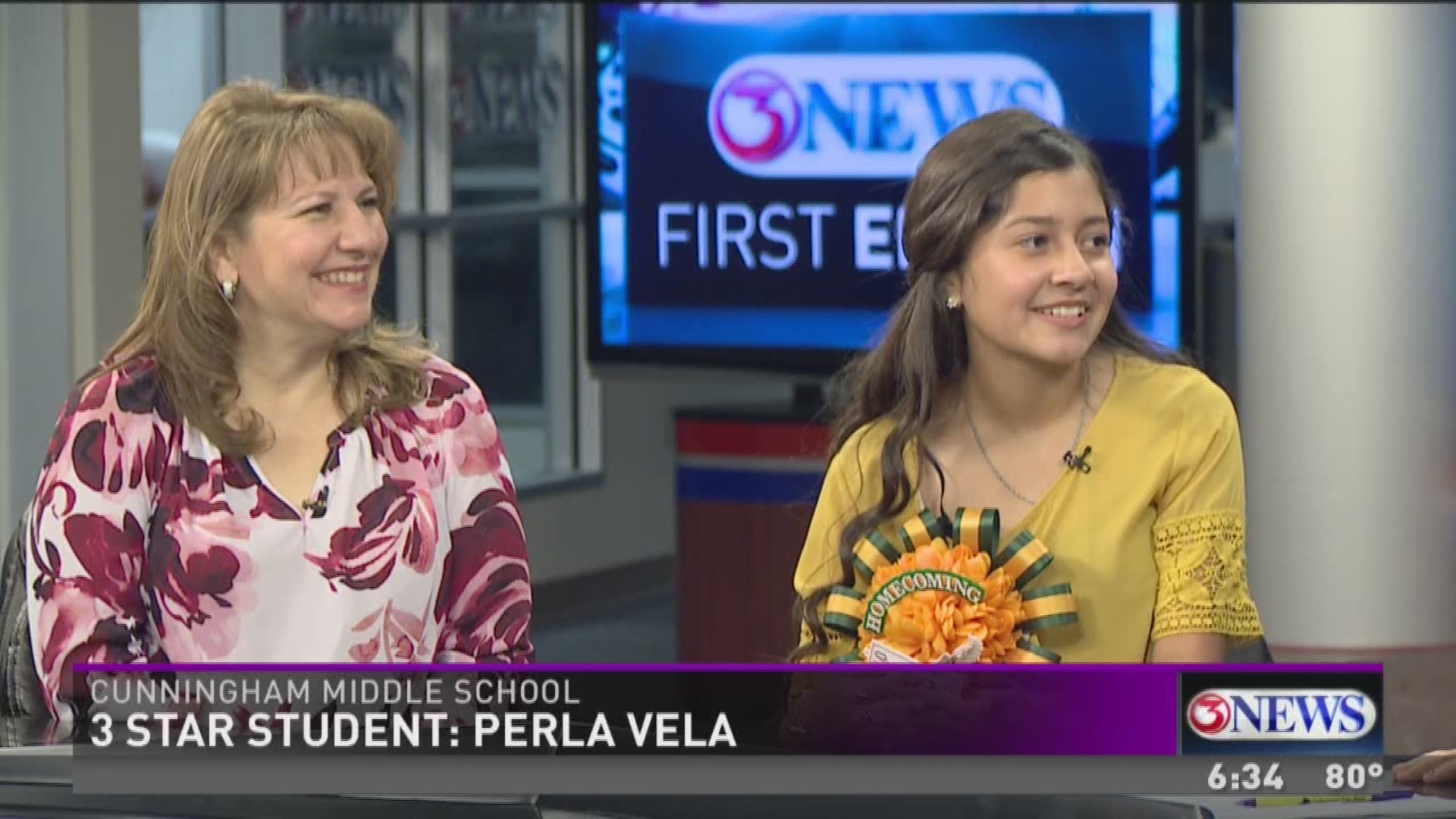 Cunningham Middle School 8th Grader, Perla Vela is this week's 3 Star Student.
