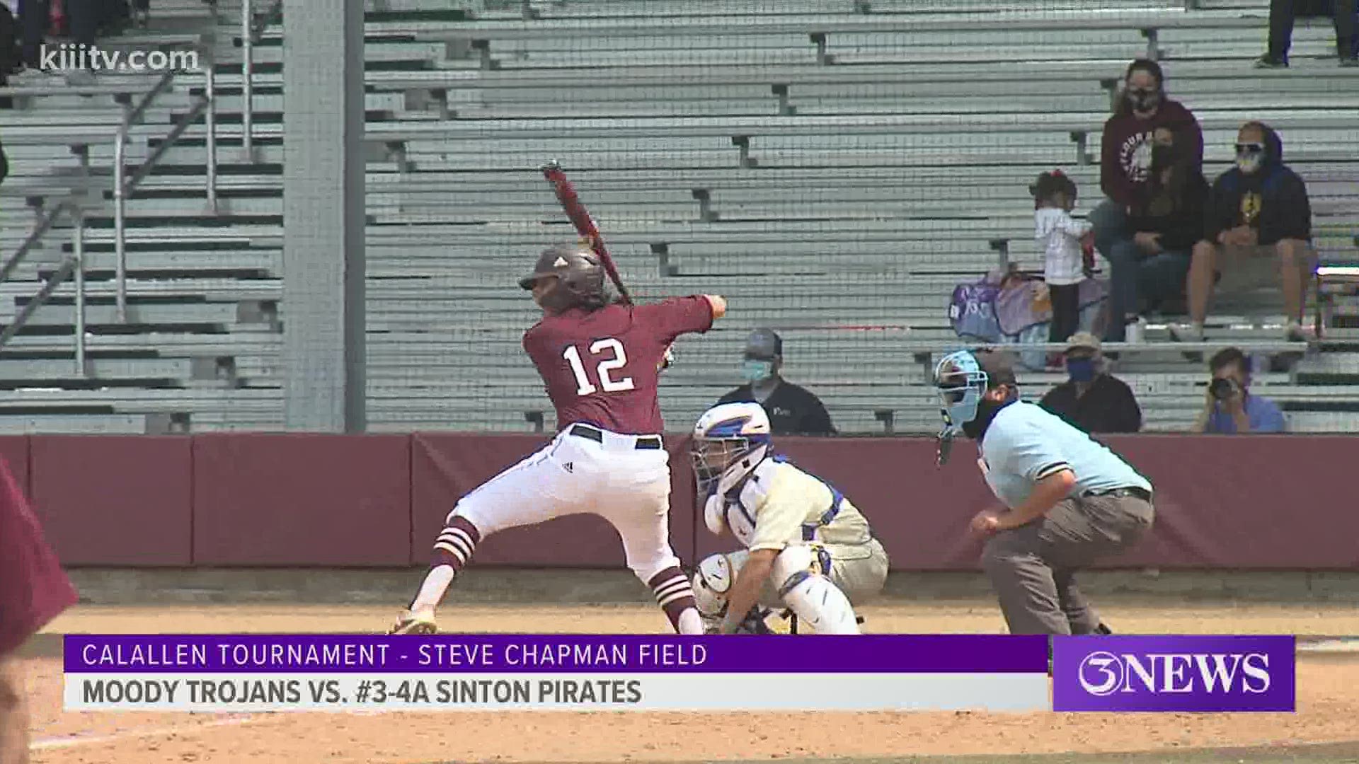 Sinton (#3-4A) beat Moody 4-3 in opening day action of the Calallen Tournament Thursday.