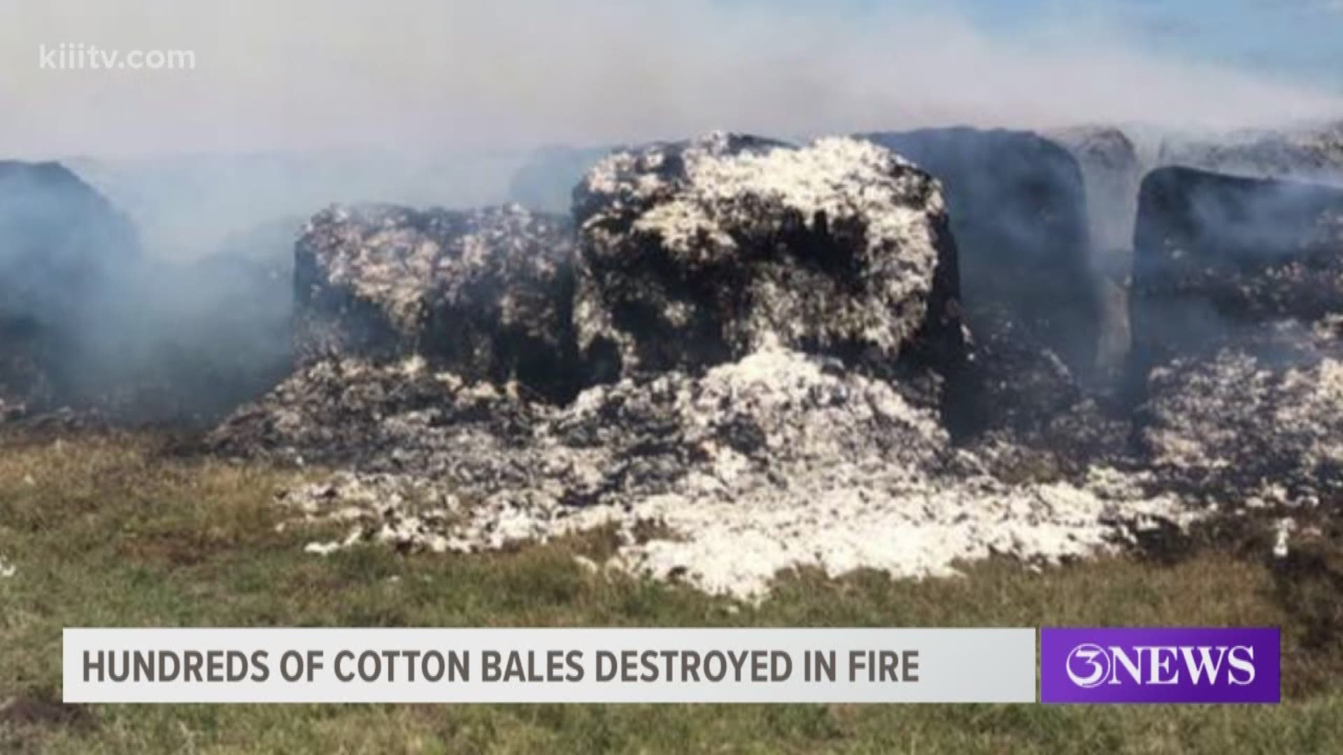 Fire departments from around the Coastal Bend were called Thursday to help respond to at least 30 burning cotton bales off county roads 98 and 85A in San Patricio County near Taft, Texas.