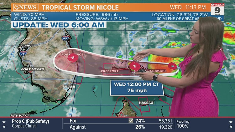 Tropical Storm Nicole to strengthen to Hurricane over Bahamas