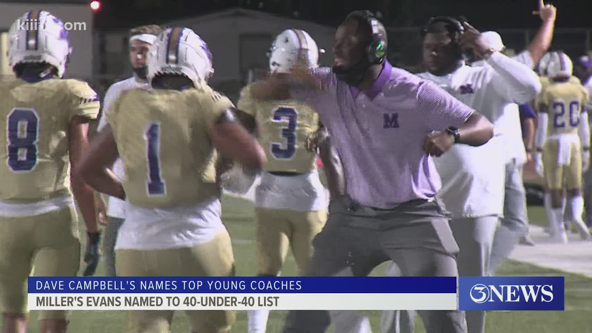 Dave Campbell's Texas Football named Justen Evans to their 40-under-40 list, recognizing some of the state of Texas's best young up-and-coming coaches.