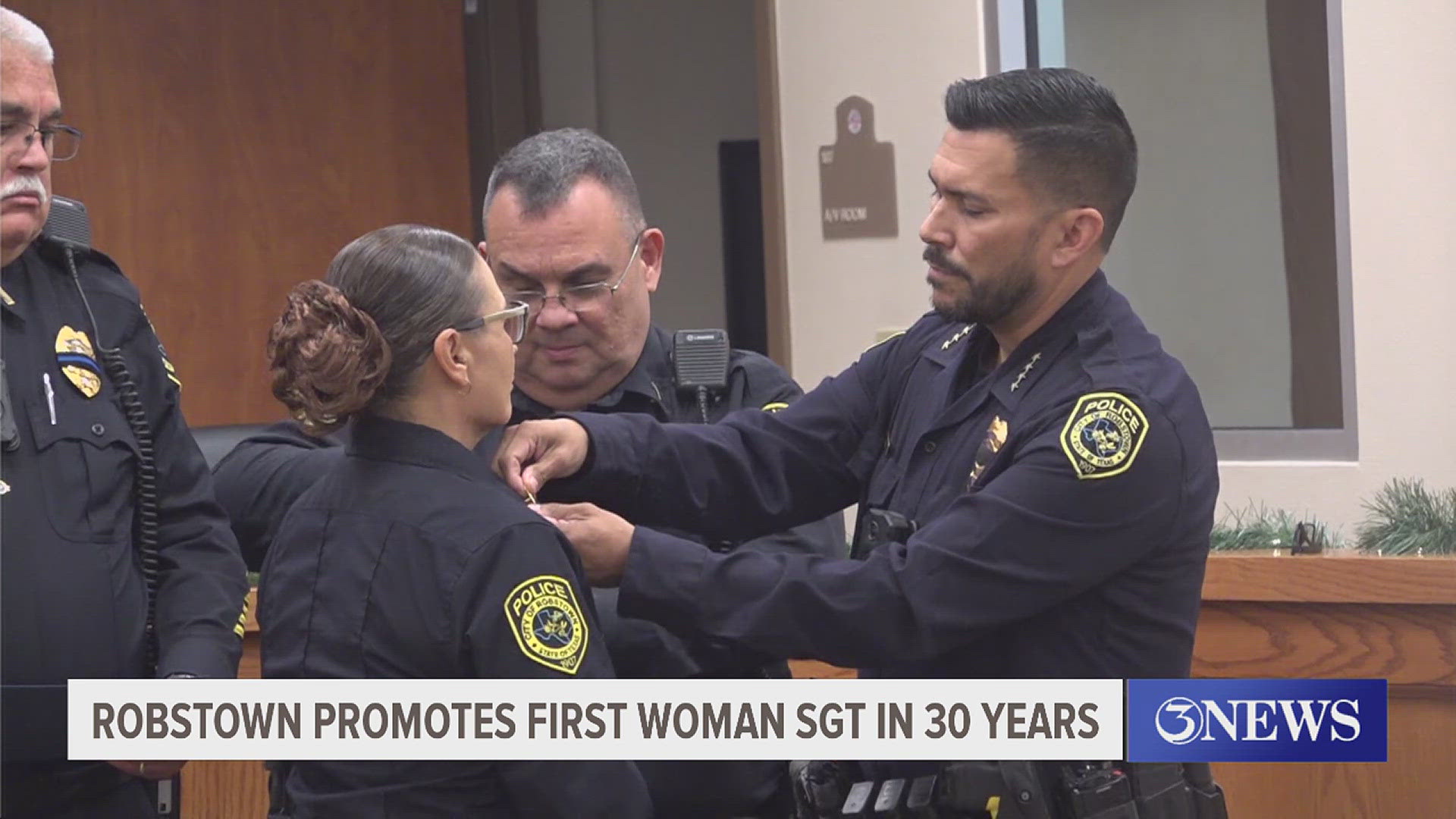 Salinas has been with the department for 10 years and said that while she's grateful, she wants to continue being a role model to those who come after her.