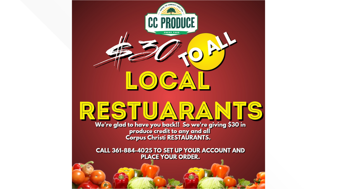 CC Produce giving 30 credit to all restaurants who need fresh