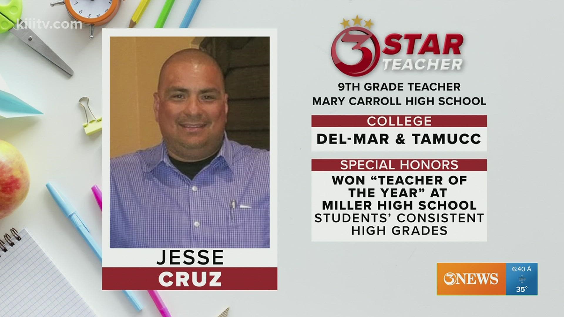 Meet our 3Star Teacher for this week: Jesse Cruz!