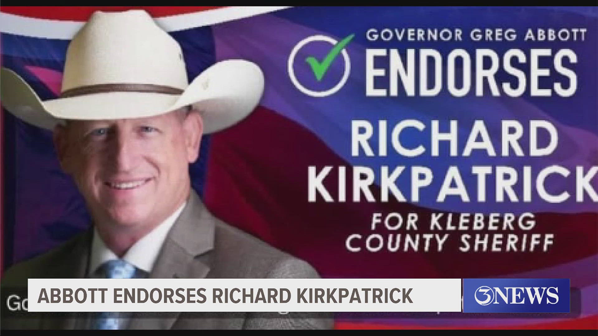 Kirkpatrick is running against Danny Pena who is currently commissioned as a Special Texas Ranger with Texas DPS.