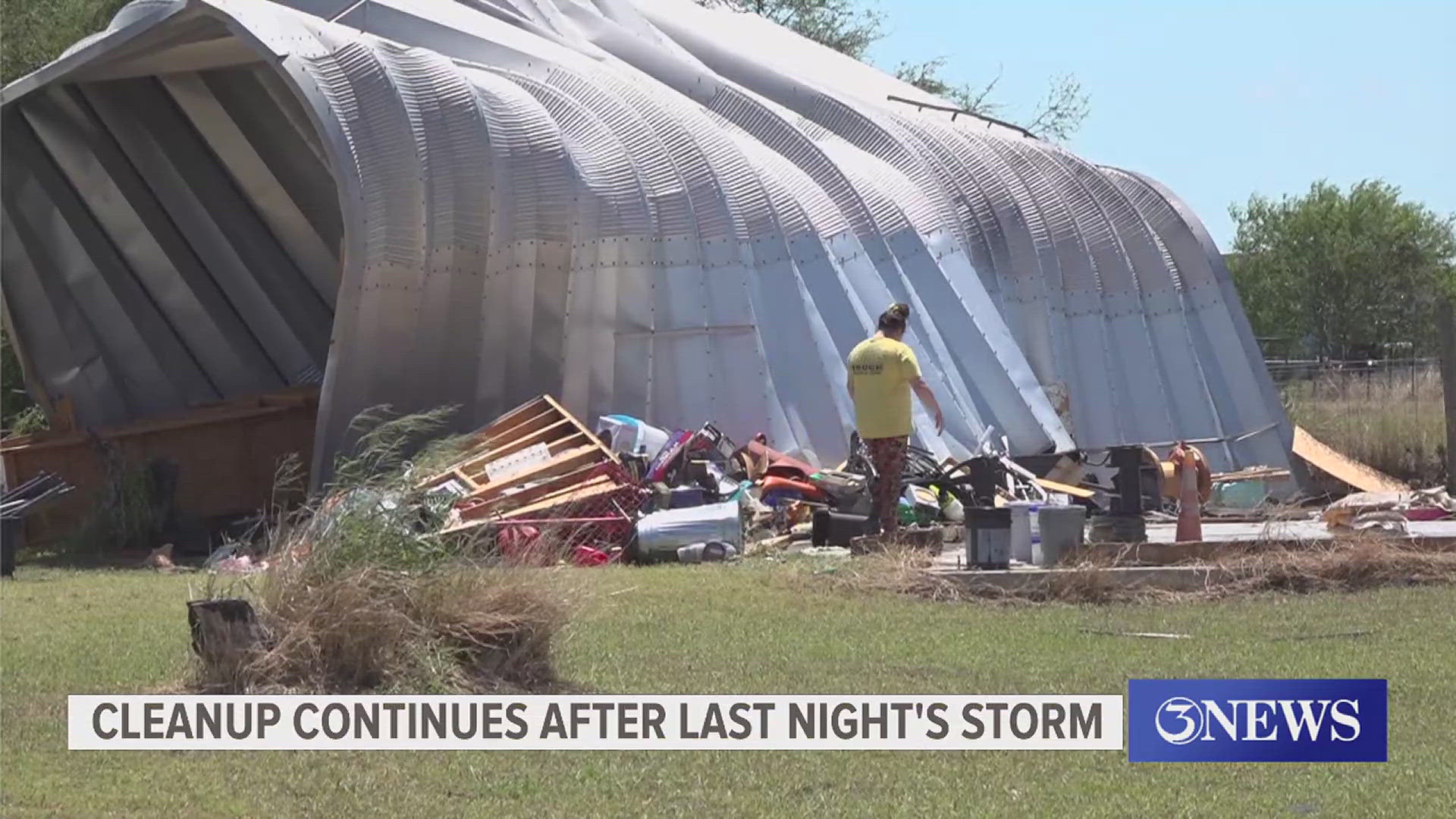 Clean up continues in communities across South Texas that experienced the brunt of Thursday night's powerful thunderstorm.
