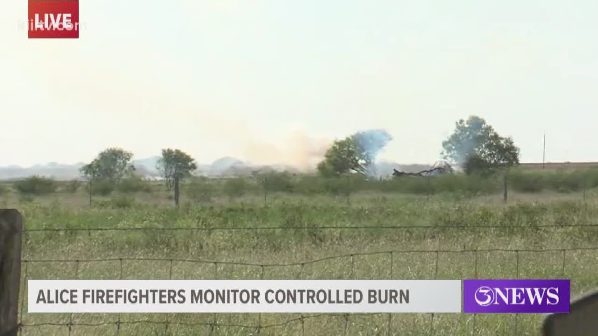 Firefighters from Agua Dulce and Banquete were on standby Monday afternoon as they monitored a controlled burn that came dangerously close to some nearby houses on Highway 44 and County Road 93.