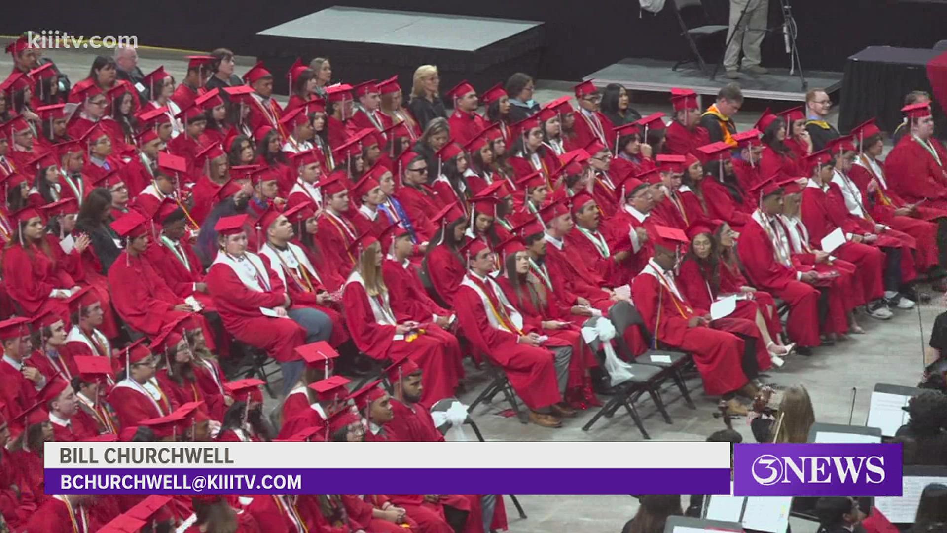 Two chairs wrapped in a white bow were reserved at the graduation to honor the students.