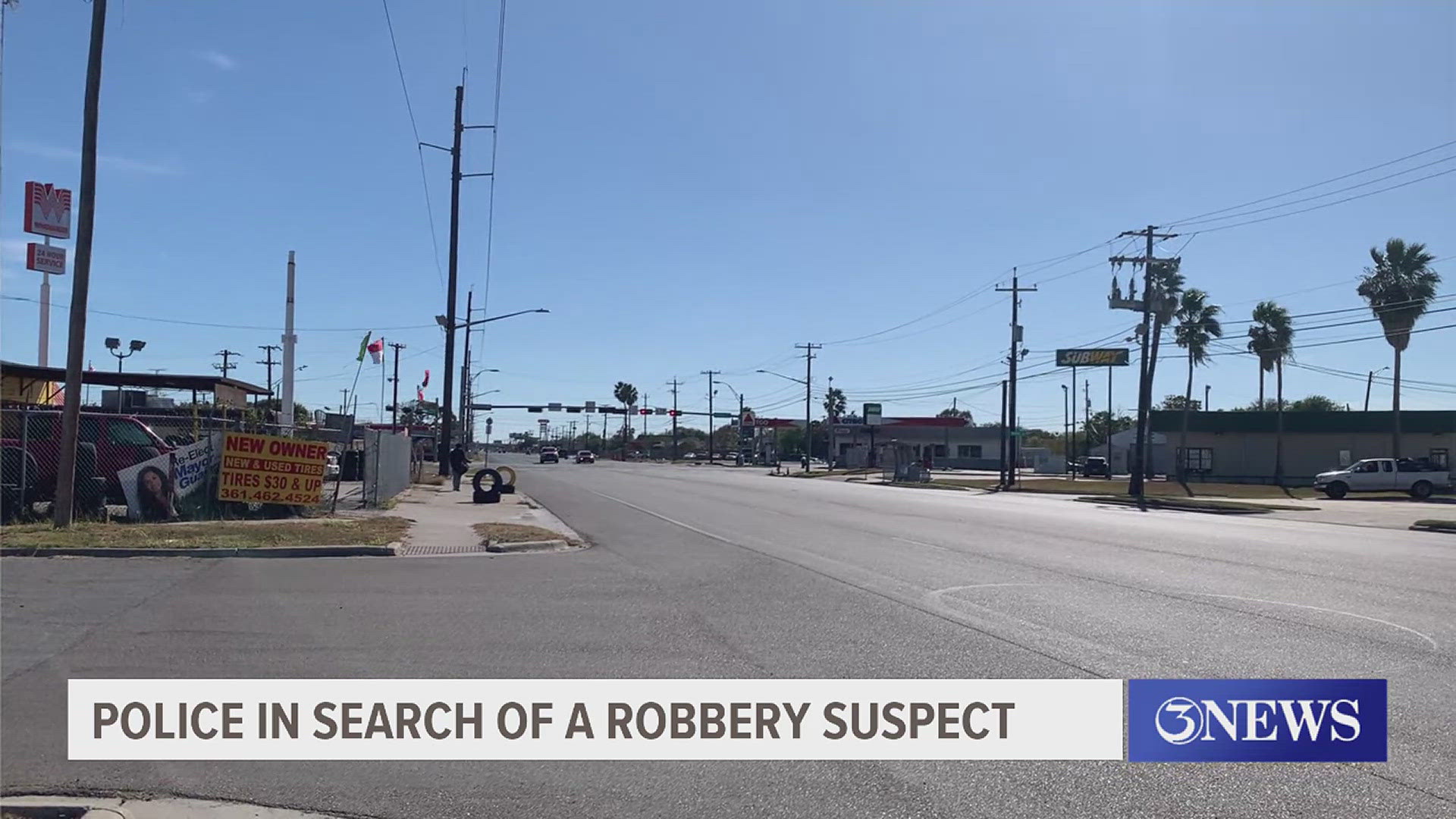 Police are searching for a robbery suspect after he allegedly robbed a local business Saturday night.