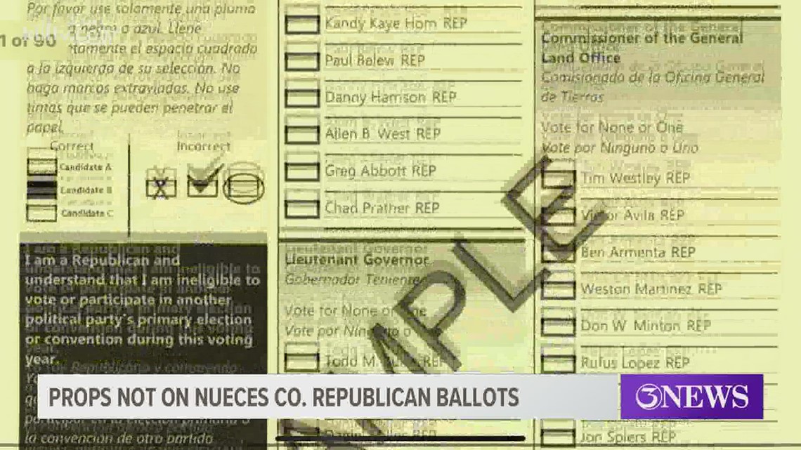 Why propositions are not on Republican Party ballots in Nueces County