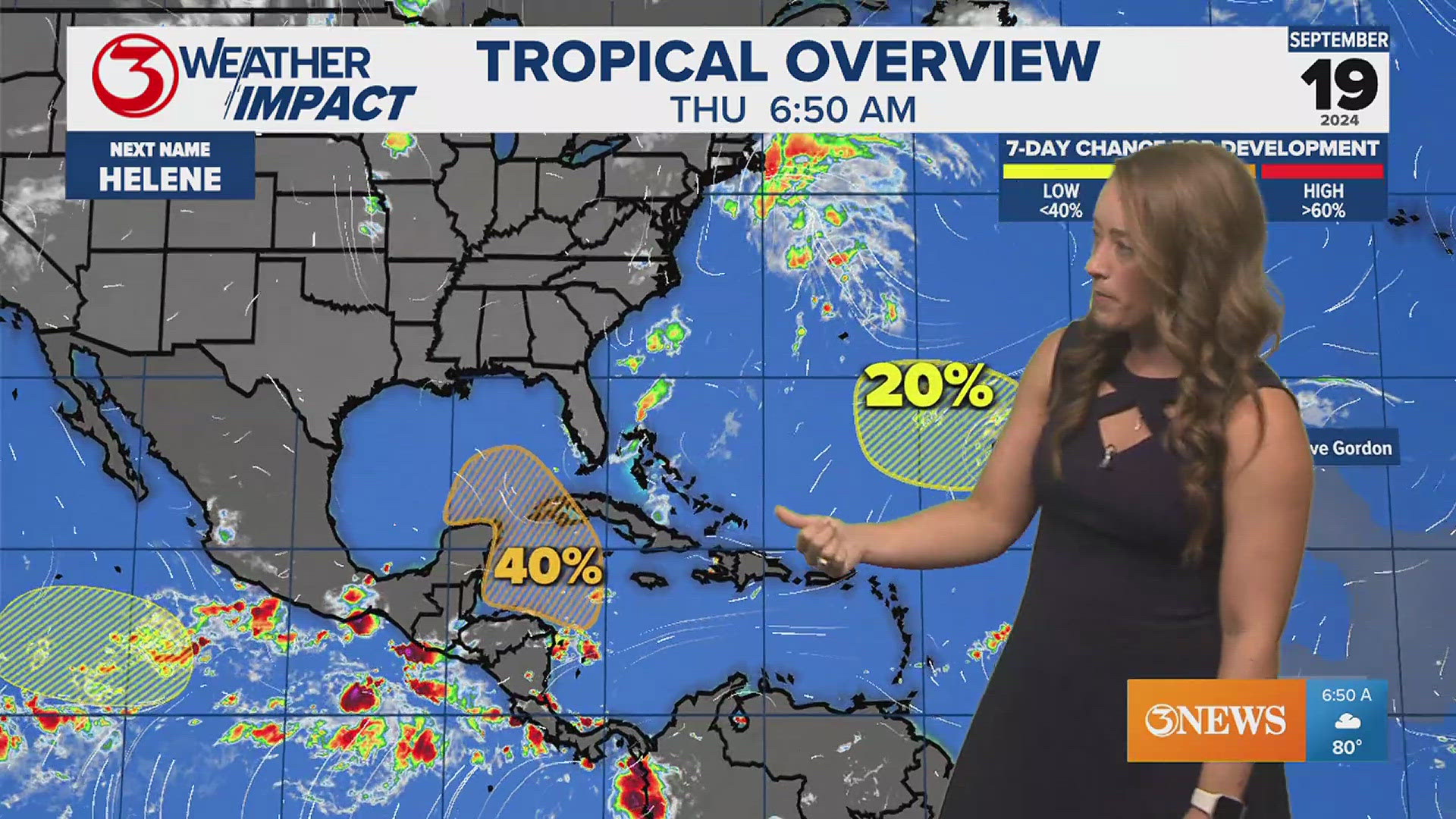 We are watching for a broad low to develop in the Western Caribbean to develop early next week. The next name on the list is Helene.