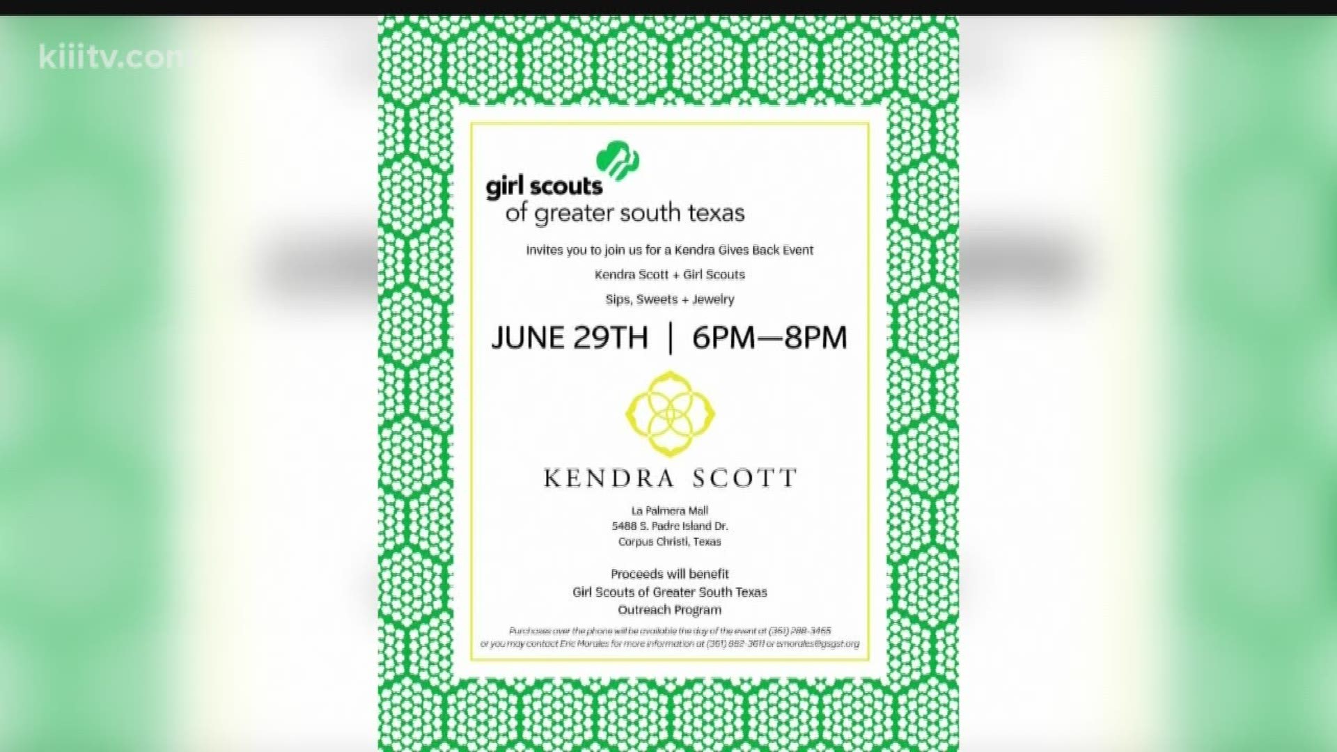 The Girl Scouts of Greater South Texas are benefiting from sales from jeweler Kendra Scott.