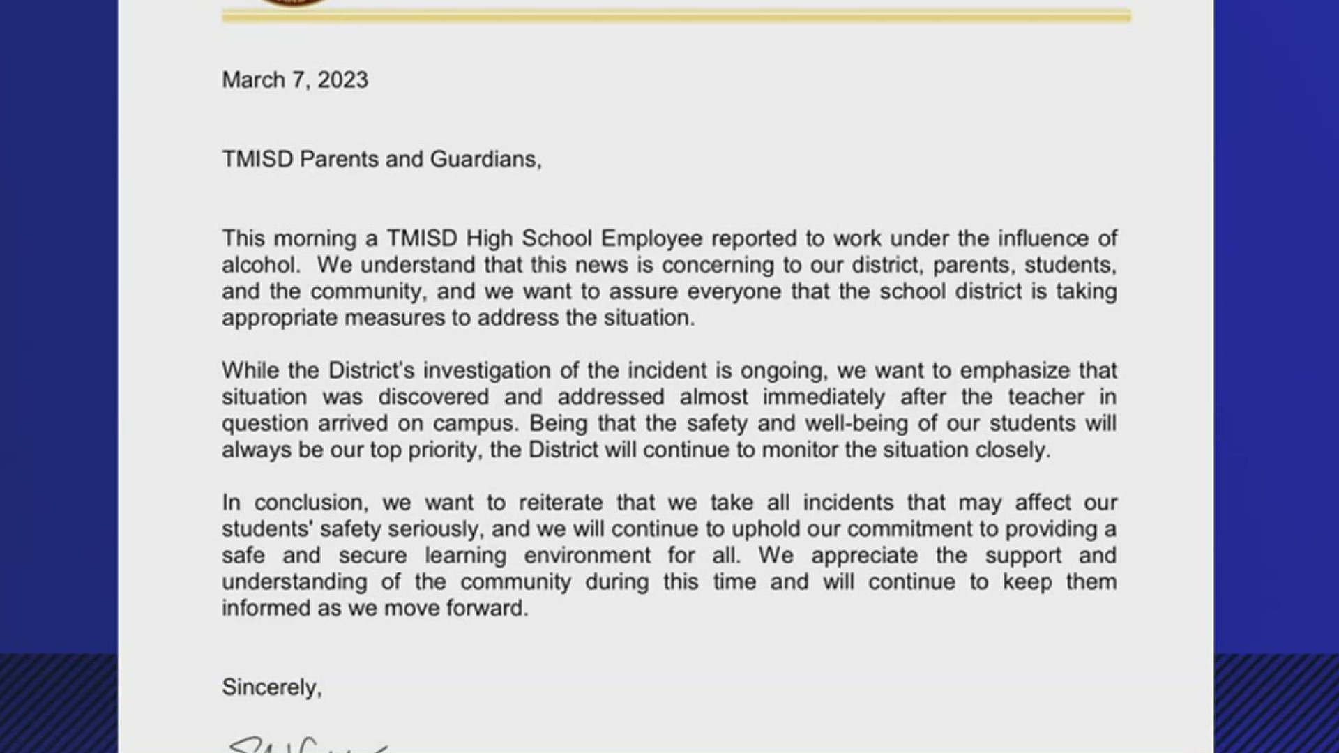 Tuloso-Midway ISD Superintendent Steve VanMatre said the district has created resources to help support the wellness of their staff.