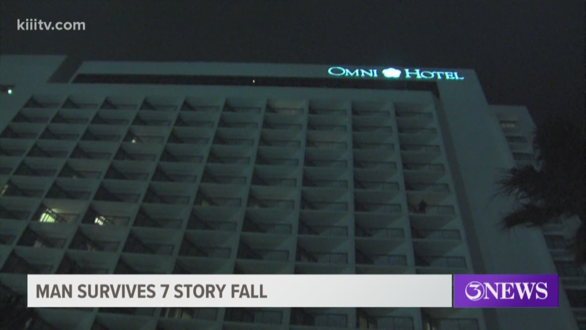 A man continues his recovery after falling Monday night from the 11th floor of the Omni Corpus Christi Hotel on Shoreline.