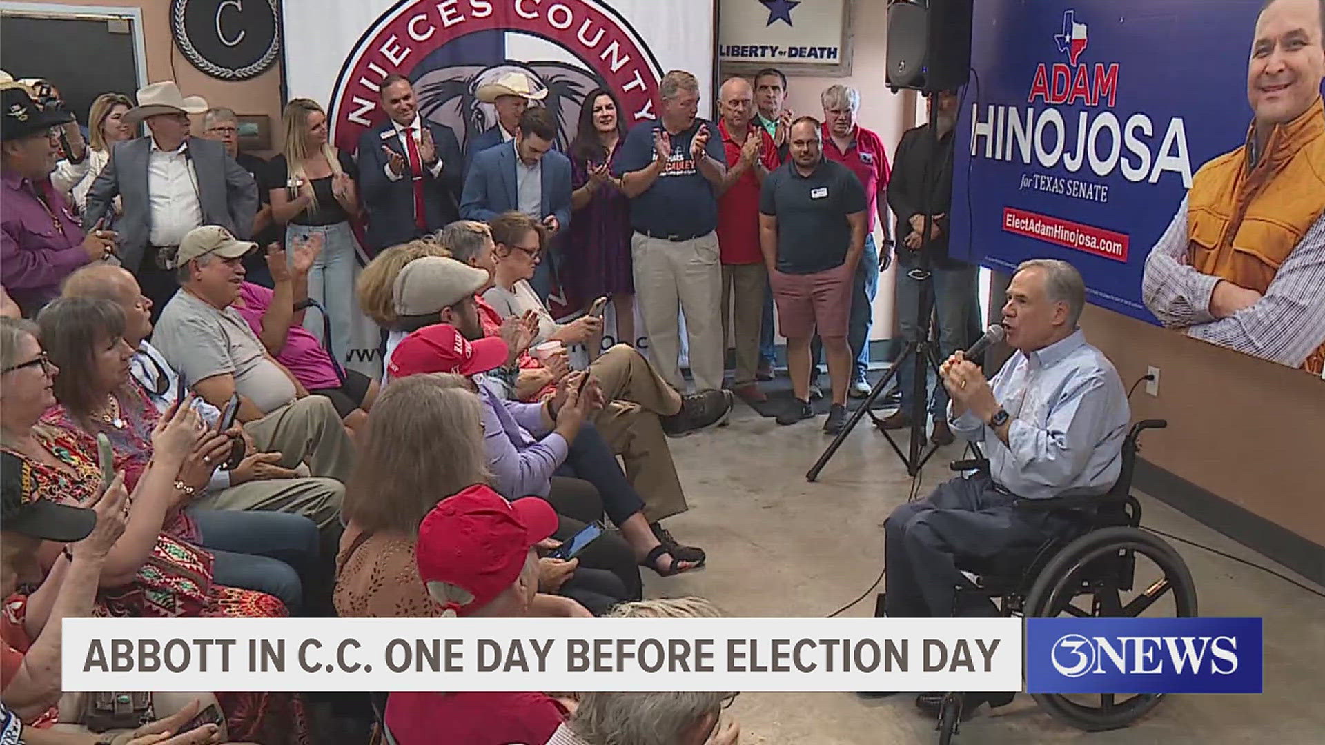 This is Abbott's third visit to the Coastal Bend in just the past few weeks.