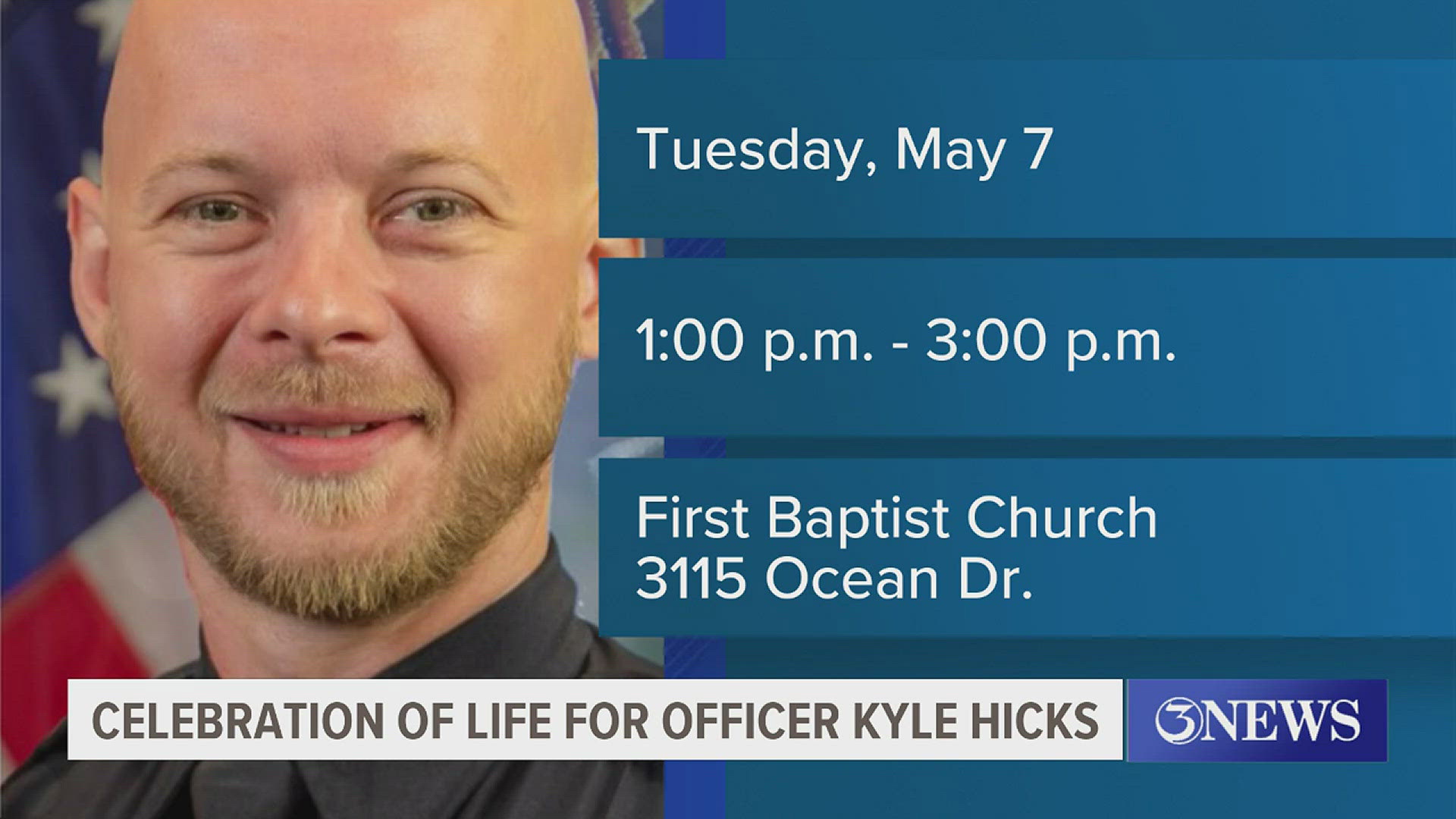 The service will be held from 1 to 3 p.m. at the First Baptist Church on Ocean Drive.