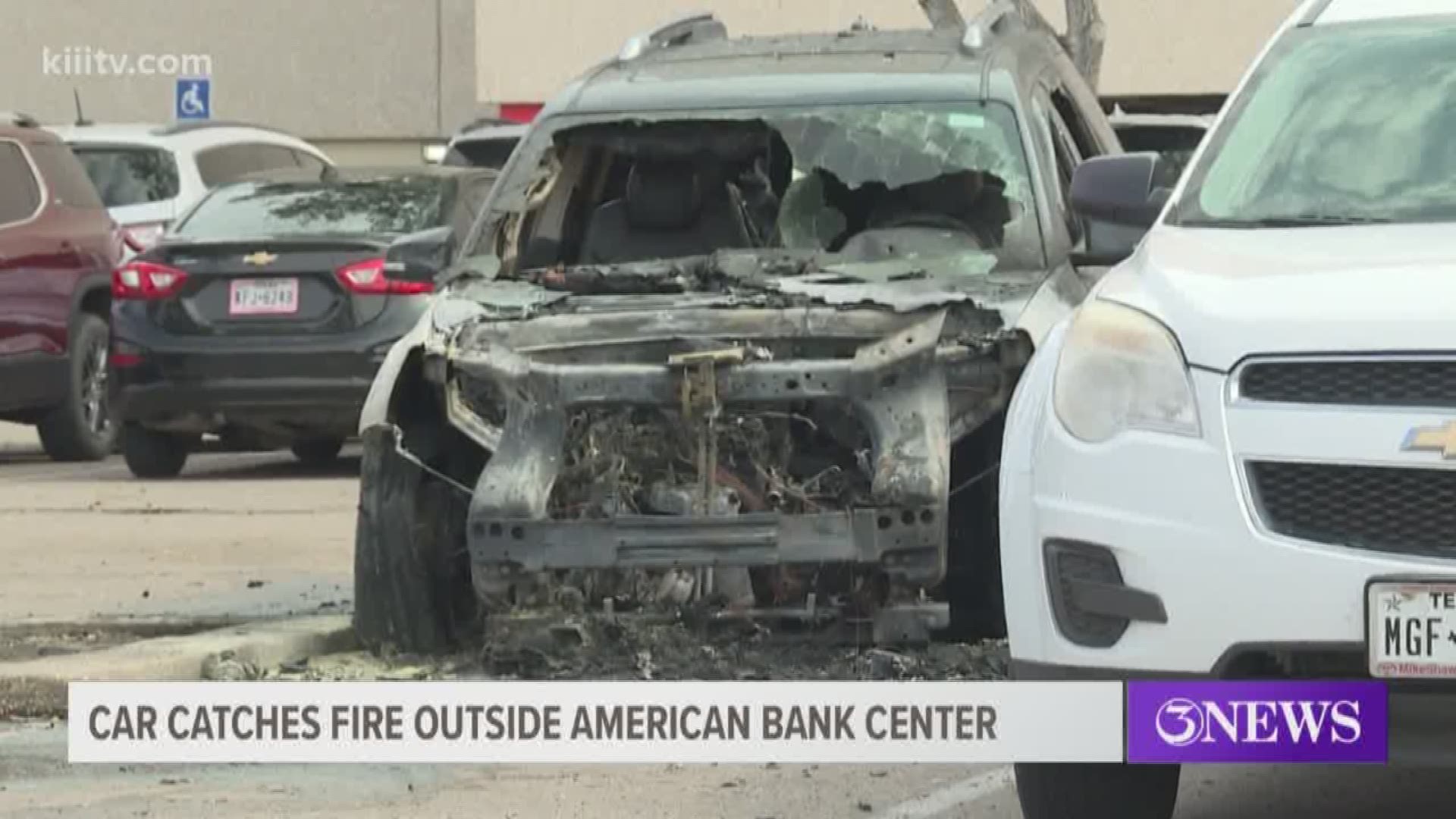 Officials say vehicles parked around the SUV that was on fire, sustained minor damages.