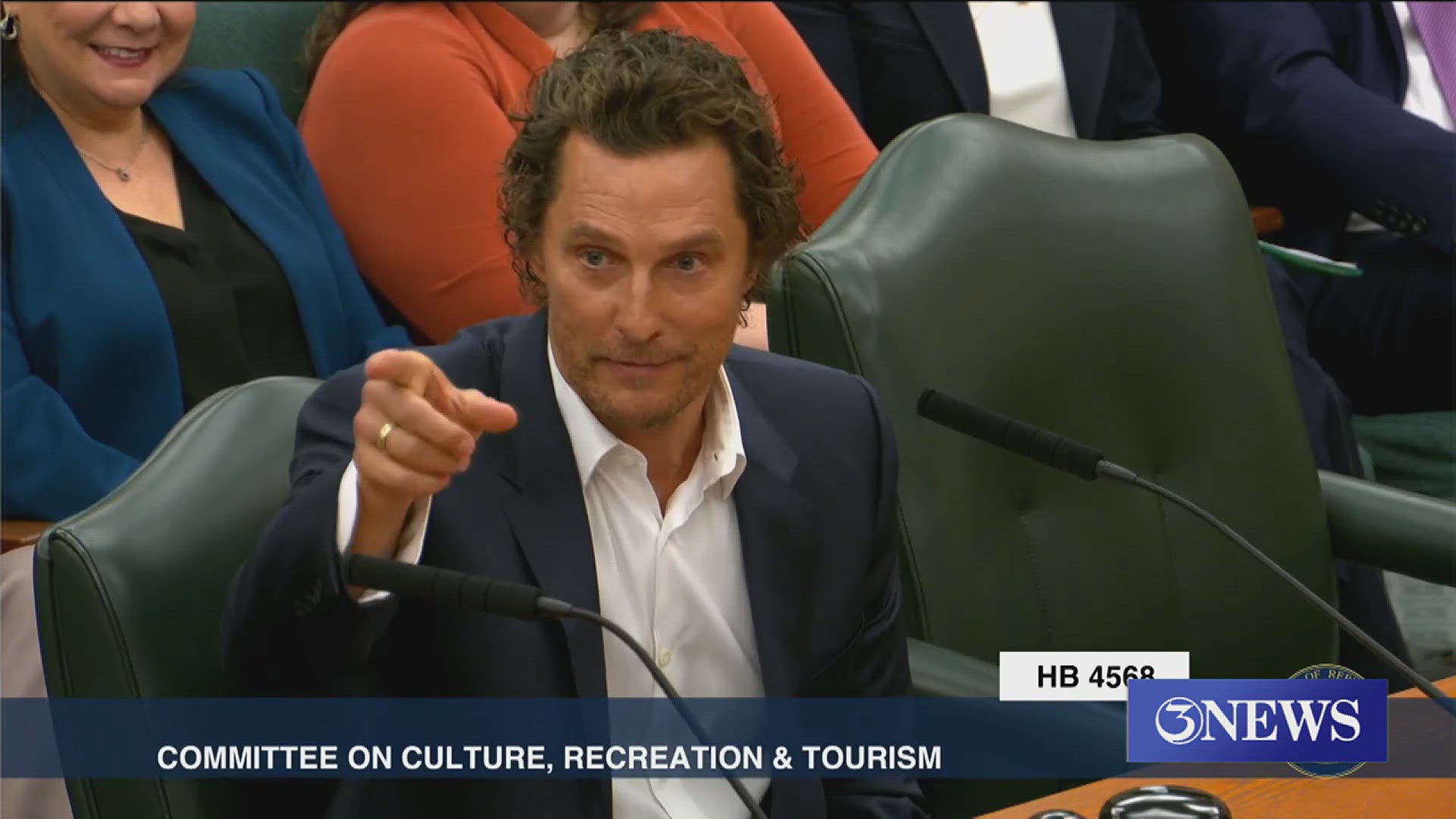 Actor McConaughey testified at the Texas Capitol in support of a film incentive bill calling it a win for the state's economy and gave a shoutout to Rep. Todd Hunter