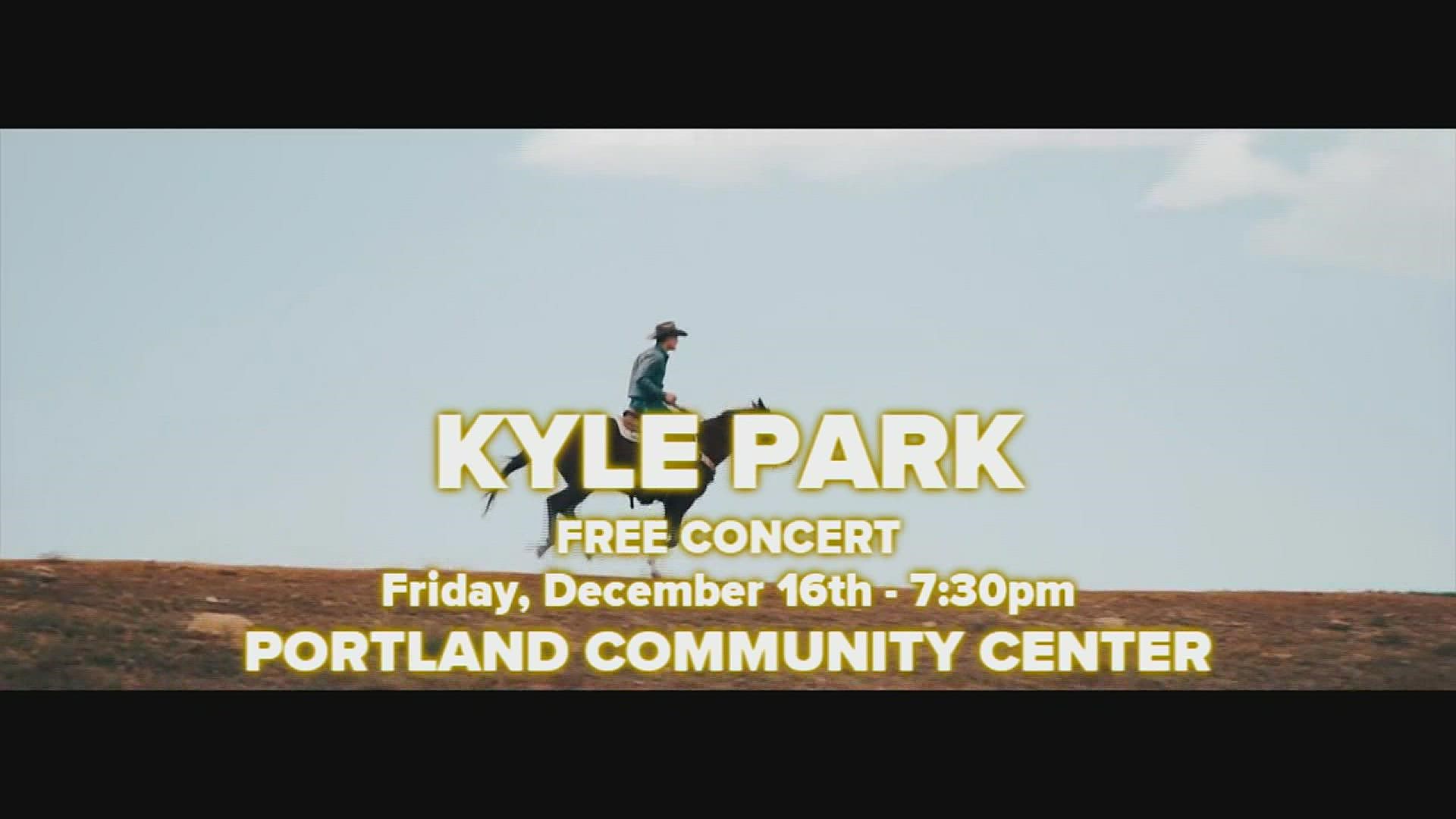 Kyle Park is set to perform a free concert in the Portland Community Center parking lot after the Illuminated Tinsel Trot 5K on Dec. 16.