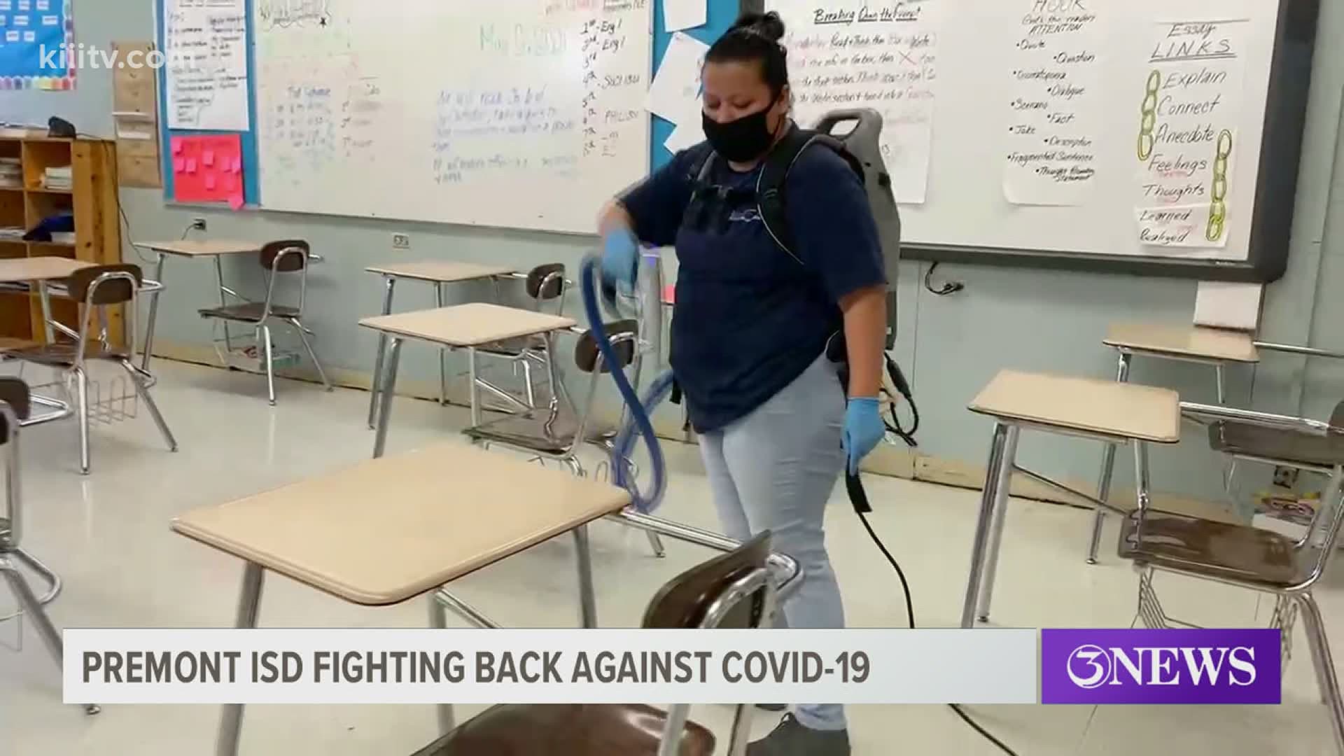 The entire school district complex is being sprayed down after a number of students showed up to school with COVID-19, along with one teacher.
