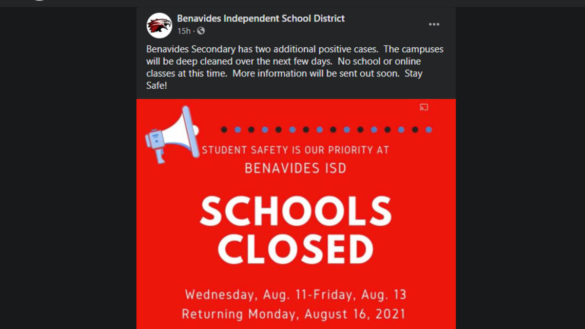 Benavides ISD closed due to COVID19