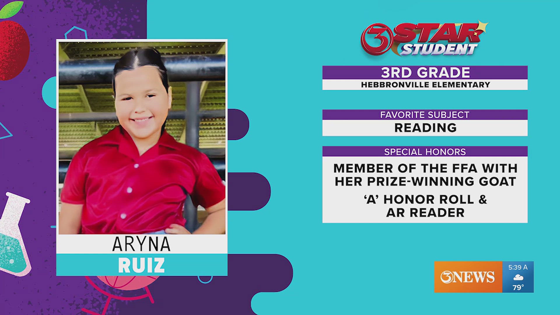 Aryna is being recognized as this week's 3STAR Student!