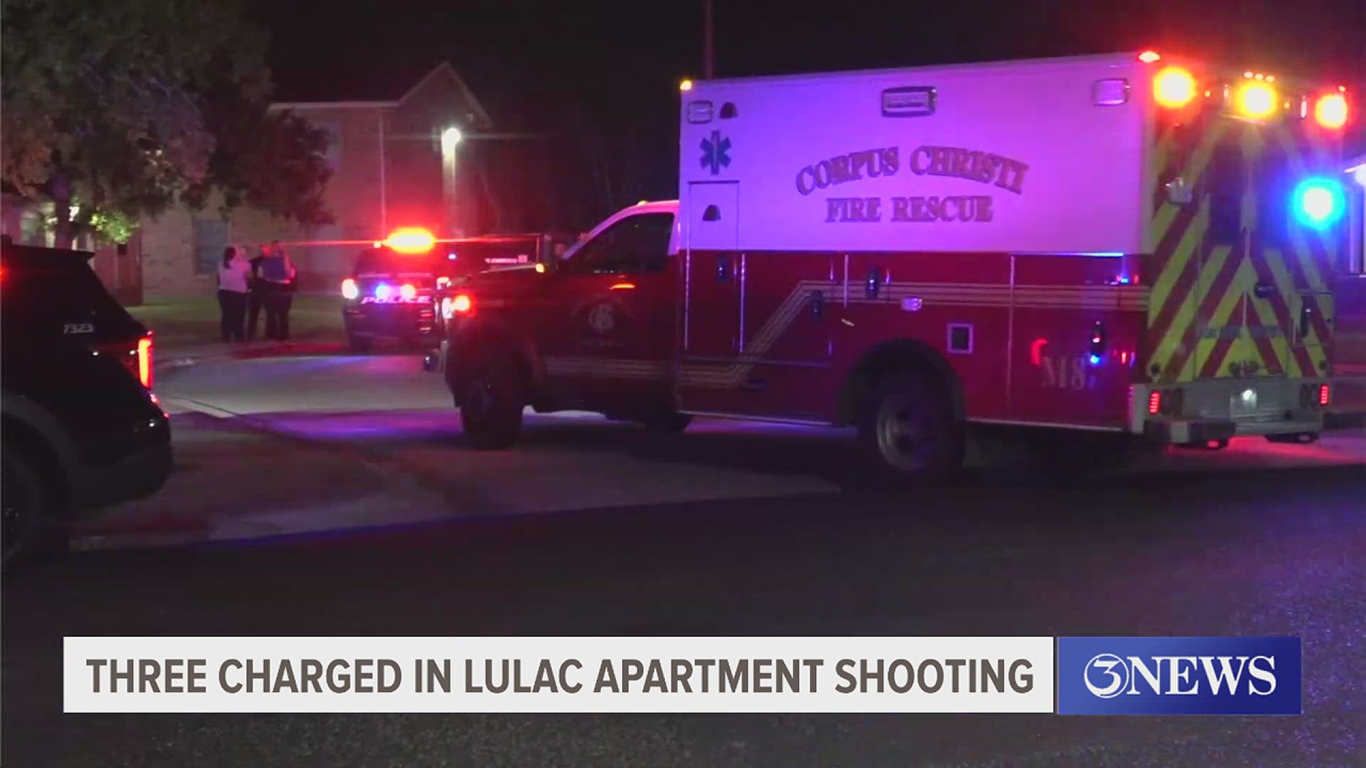3 people have been arrested and charged with aggravated assault with a deadly weapon and engaging in organized criminal activity.