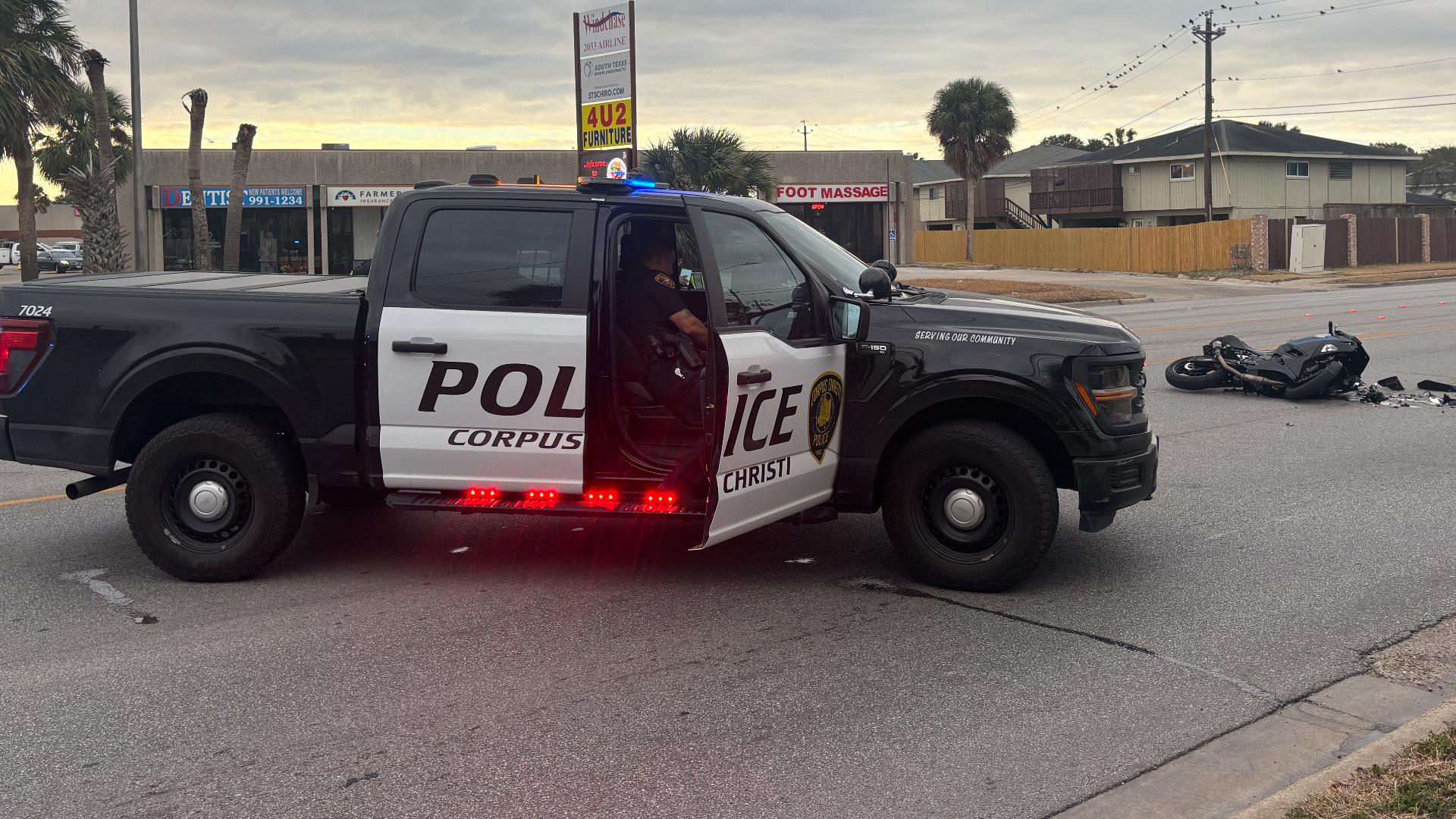 Motorcycle crash on Airline and Holly sends one to hospital | kiiitv.com