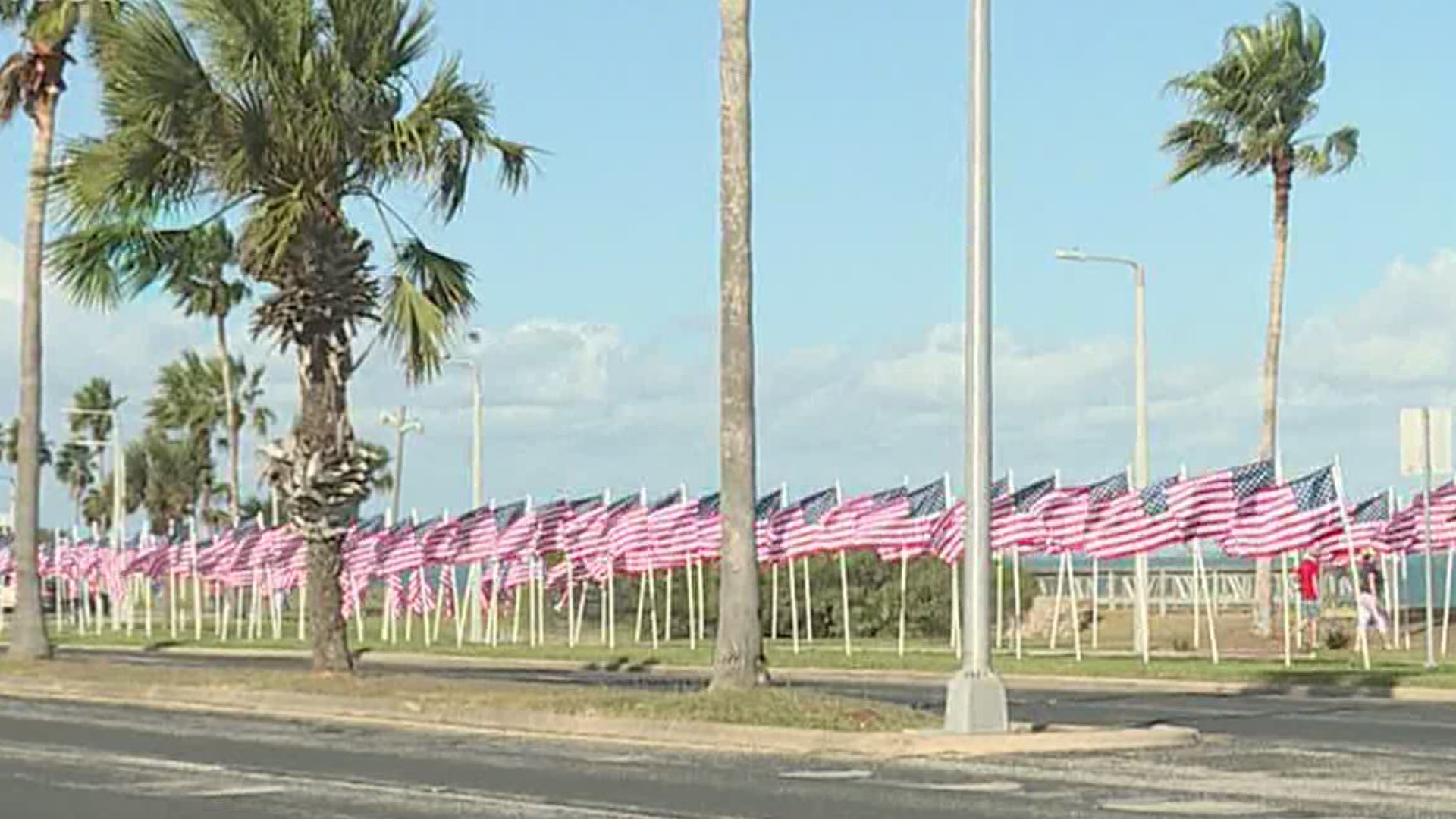 Flags for our Heroes” placed along Ocean Drive