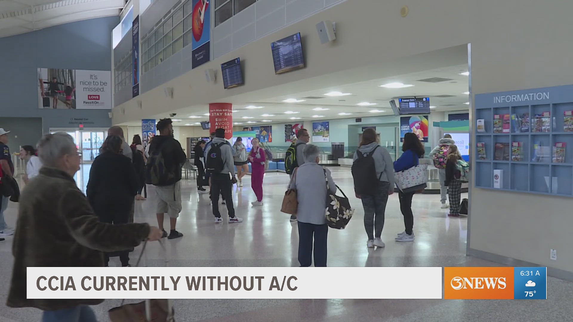 Airport officials have set up giant fans around the terminal, but an employee told 3NEWS it could take 2-3 weeks to get the issue resolved.