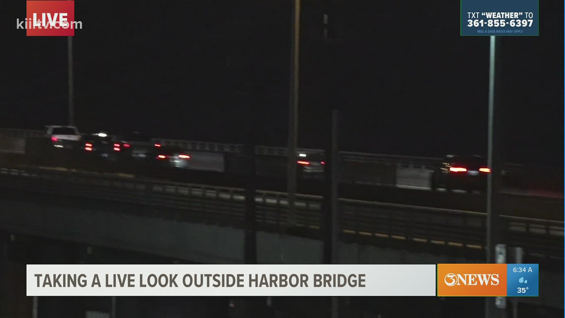 The Harbor Bridge is open and traffic is flowing smoothly.