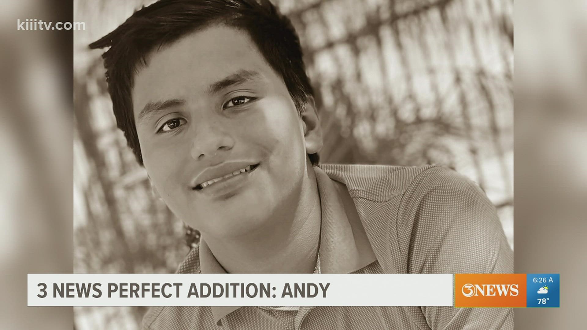 Andy is a sweet 15-year-old teen, who upon a first meeting may be a tad shy, but once he gets to know you he will open up and show you his fun loving side.