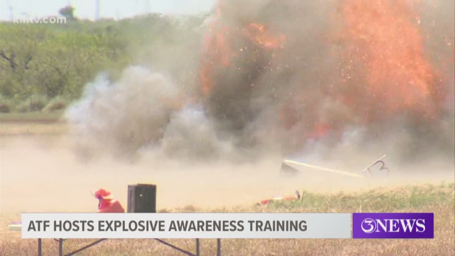 Law officers from all over South Texas converged on a small airport near Aransas Pass Wednesday to take part in explosives recognition training hosted by the Bureau of Alcohol, Tobacco, Firearms and Explosives.