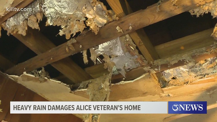 Air Force Veteran in Alice in need of help after part of his ceiling collapses