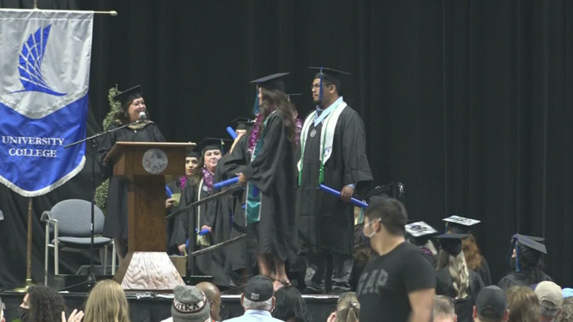 Students at the island university celebrated their achievements Saturday as they walked across the stage and received a diploma.