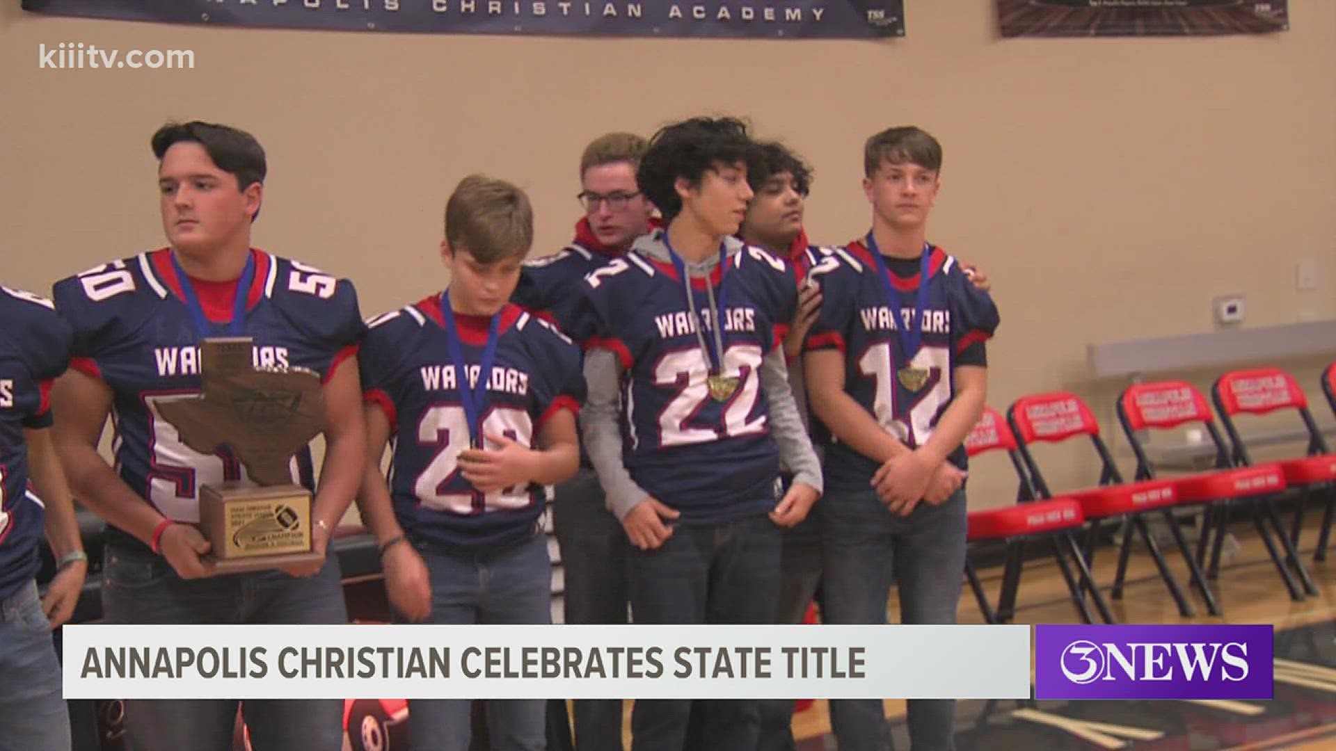 The Warriors beat San Antonio East Town Christian 65-53 last weekend to win the first football title since 2009.