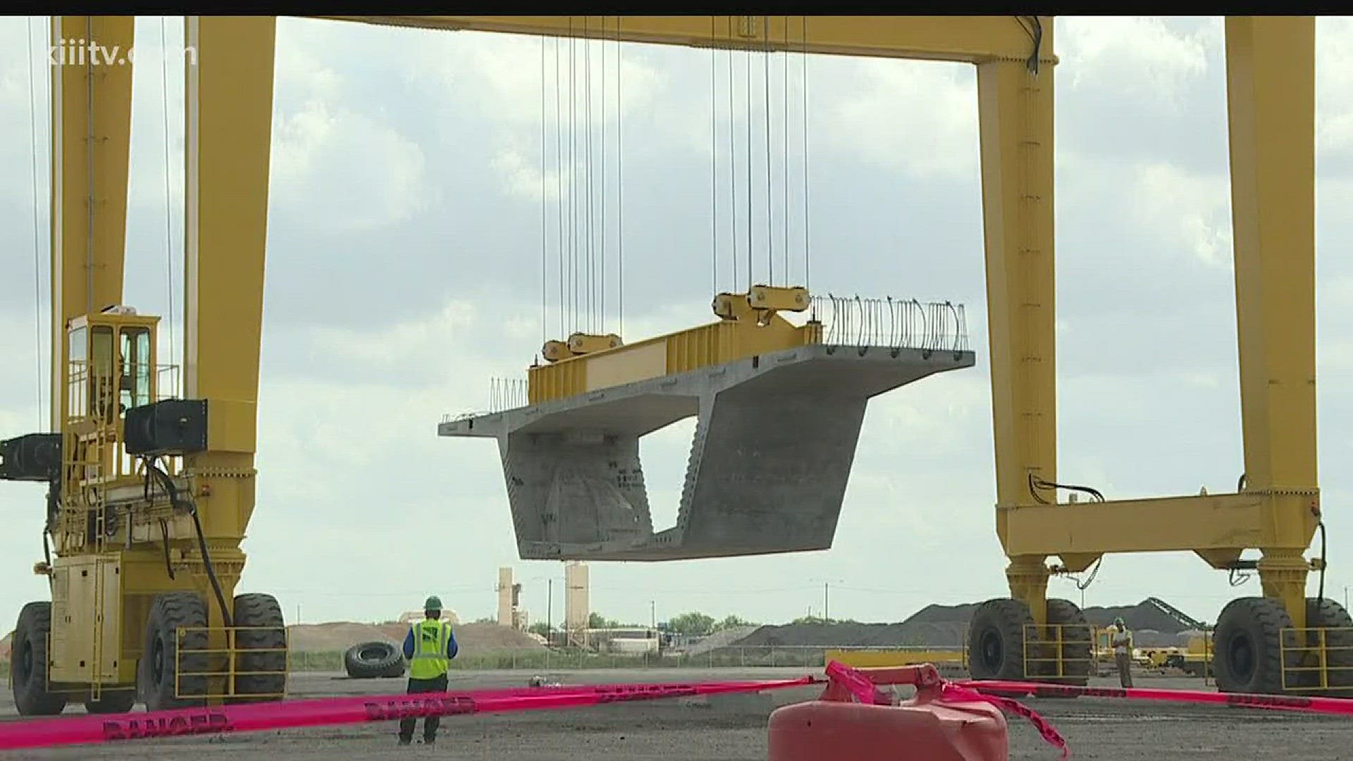 Giant sections of new Harbor Bridge being built in Robstown