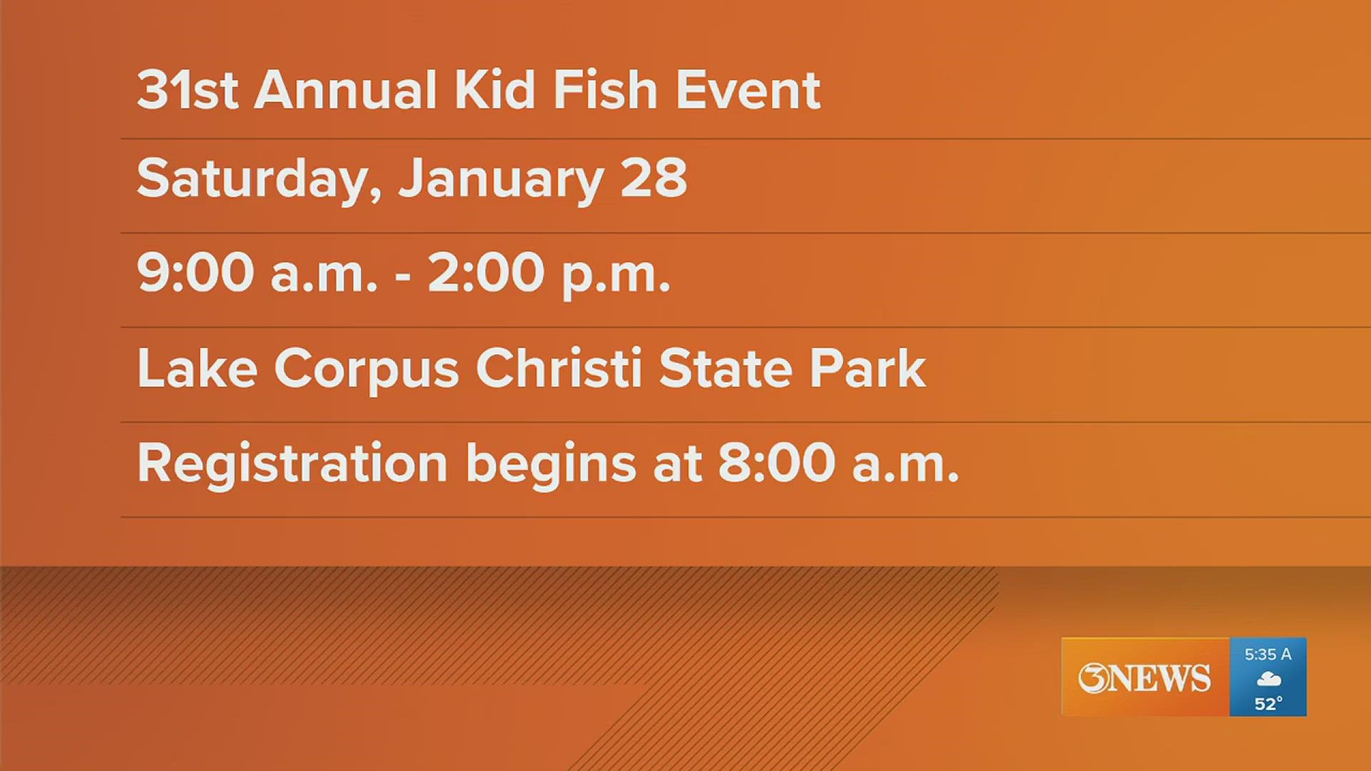 Children 5 to 12 years old and families can participate in the 31st annual Kid Fish 2023 on Saturday.