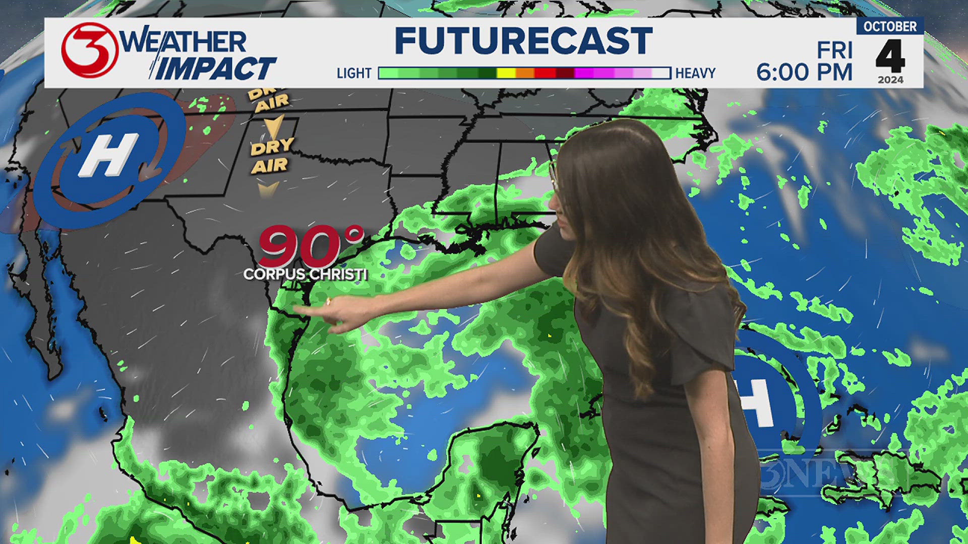 Plentiful sunshine kicks off the week. We could see tropical moisture moving into the area late this week, increasing cloud cover and rain chances.