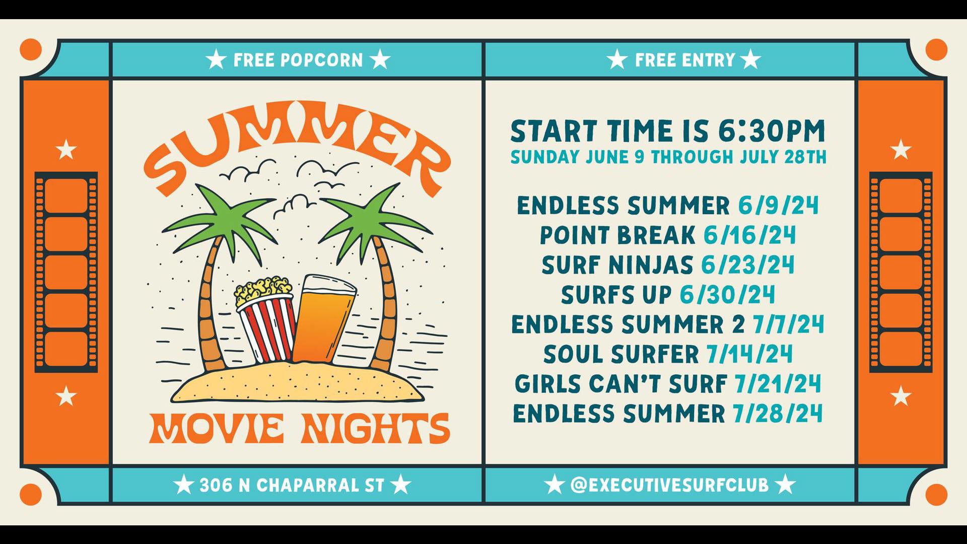 Summer movie nights at Executive Surf Club