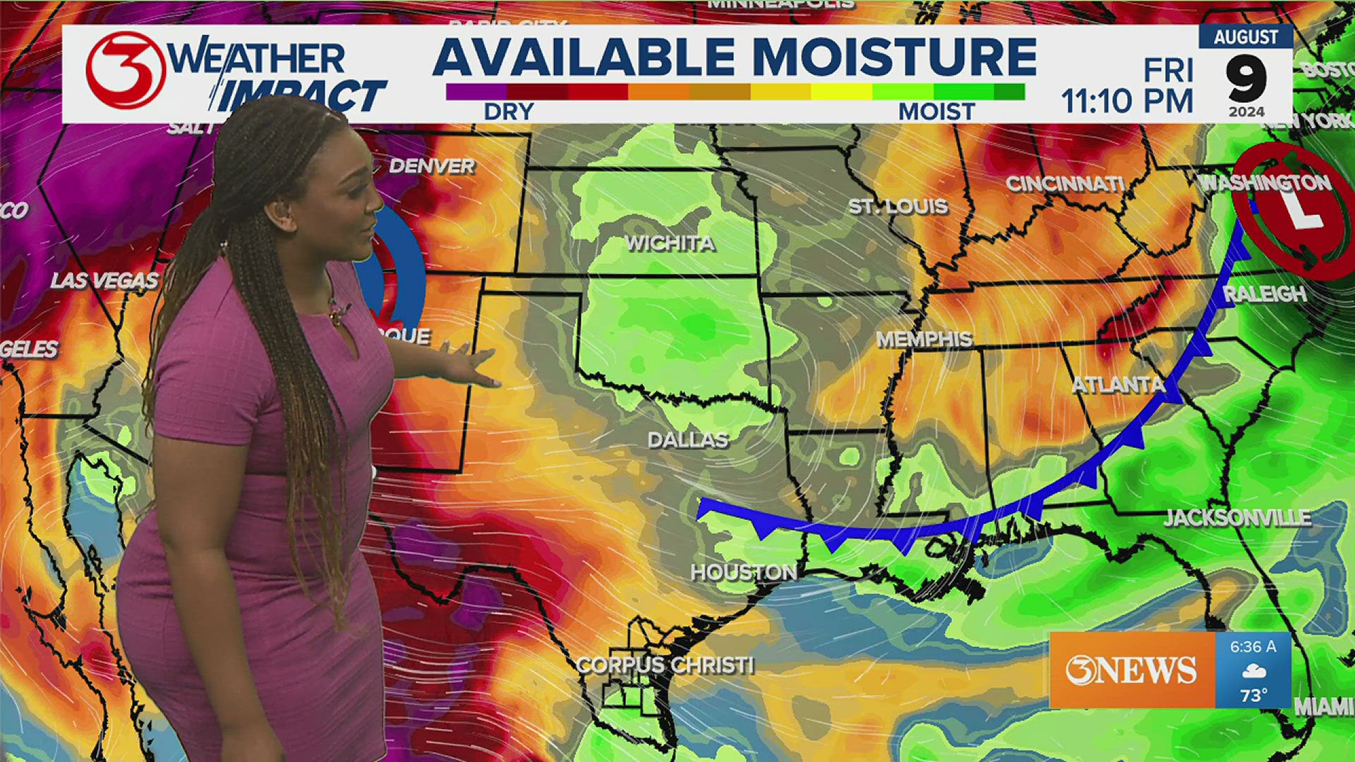 Two separate fronts will try to bring low rain chances to our Northern counties. High afternoon temperatures and heat index values remain with nearby high pressure.