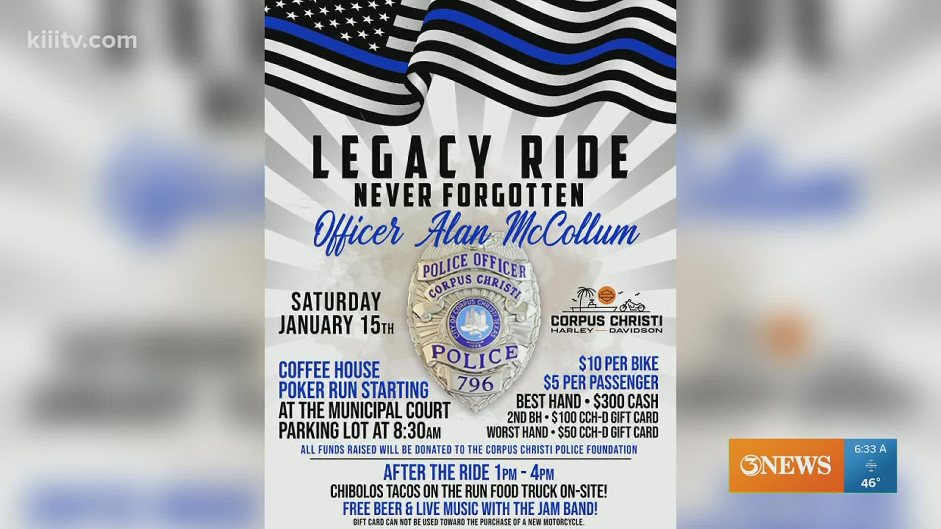 Registration for the legacy ride will begin at 8:30 a.m. at the Municipal Court parking lot.