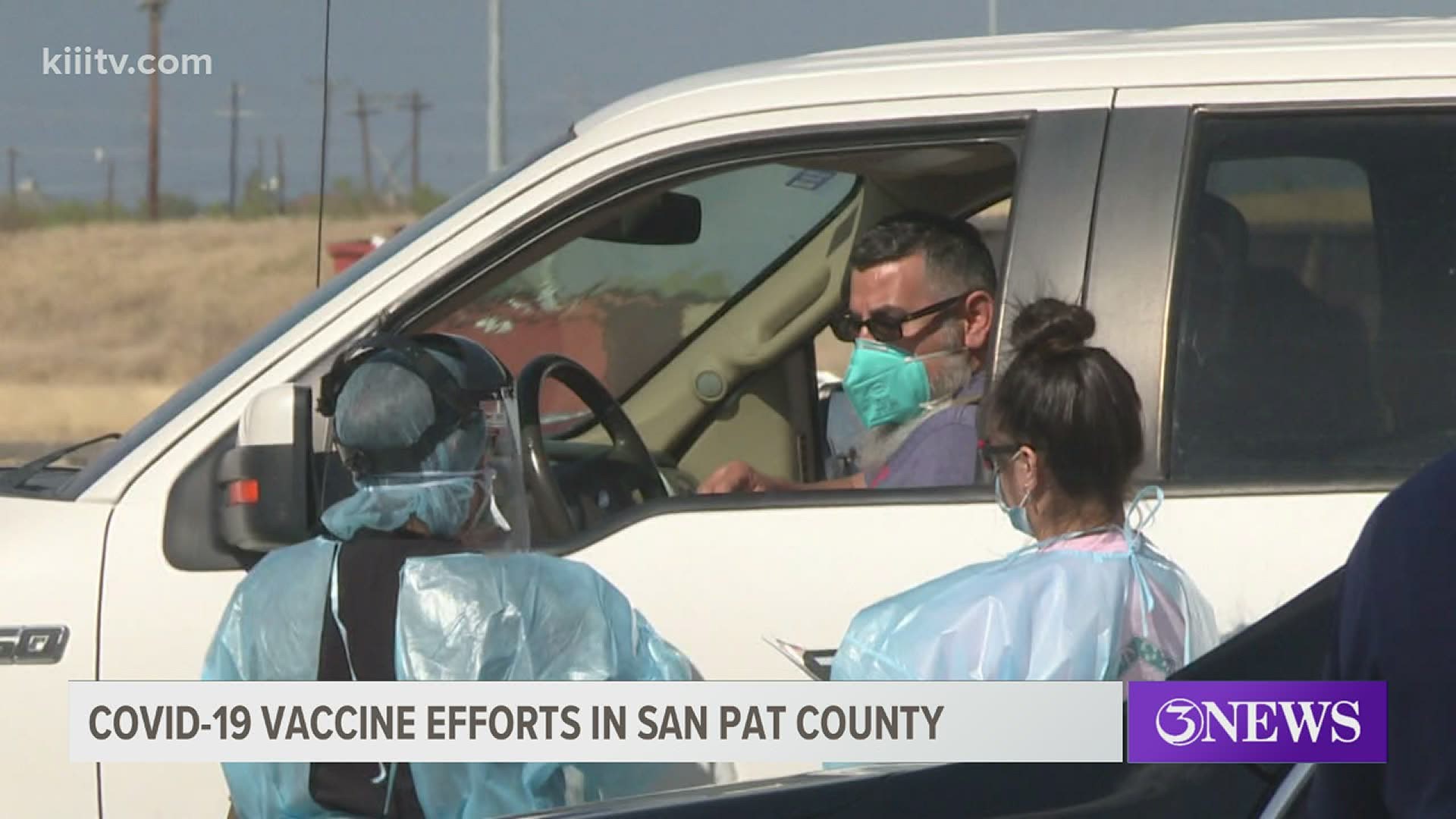 County Judge David Krebs tells 3News that as of Monday 19-percent of san pat residents had received at least 1 dose of a COVID-19 vaccine.