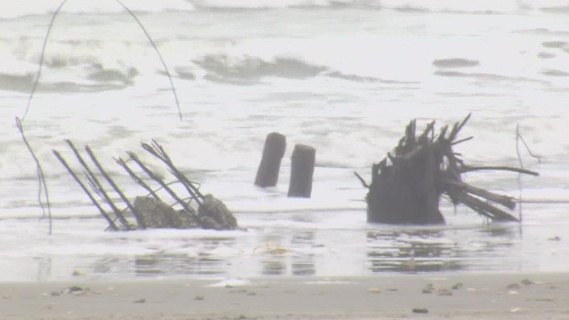 Director of Nueces County Coastal Parks Scott Cross said the impacts from Hurricane Hanna are to blame for the pylons current condition.