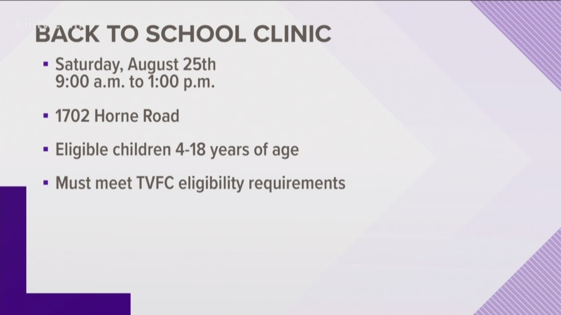 Nurses and doctors with the City-County Public Health District want to make sure your children are up to date on their immunizations, so they are hosting a vaccine clinic on Saturday, Aug. 25.